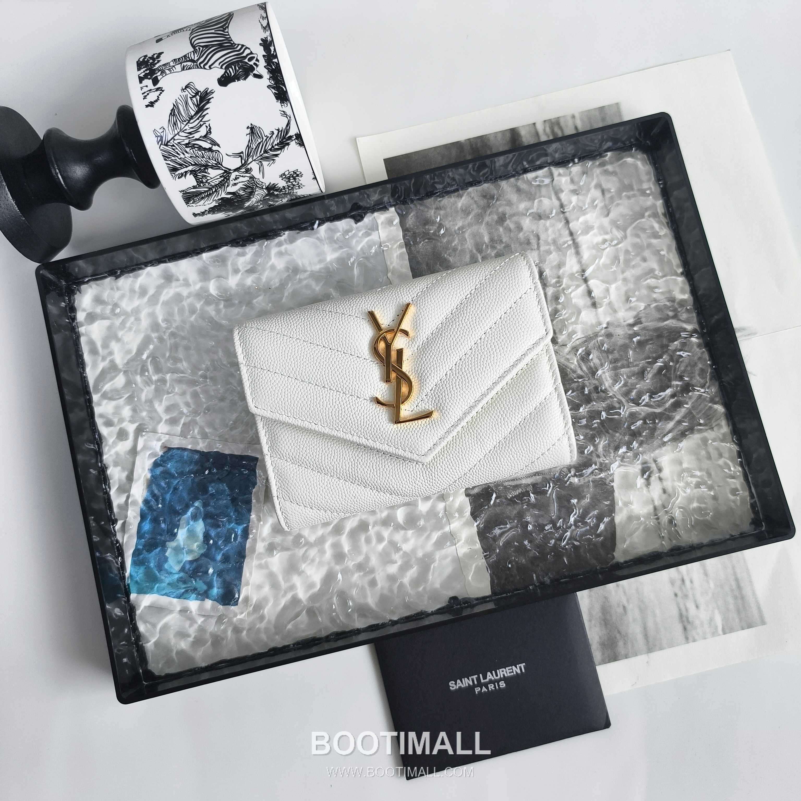 Saint Laurent Cassandre Grain de Poudre Leather Bifold Wallet 414404 생로랑 카산드르 그레인 드 푸드르 송아지가죽 반지갑 13cm 1