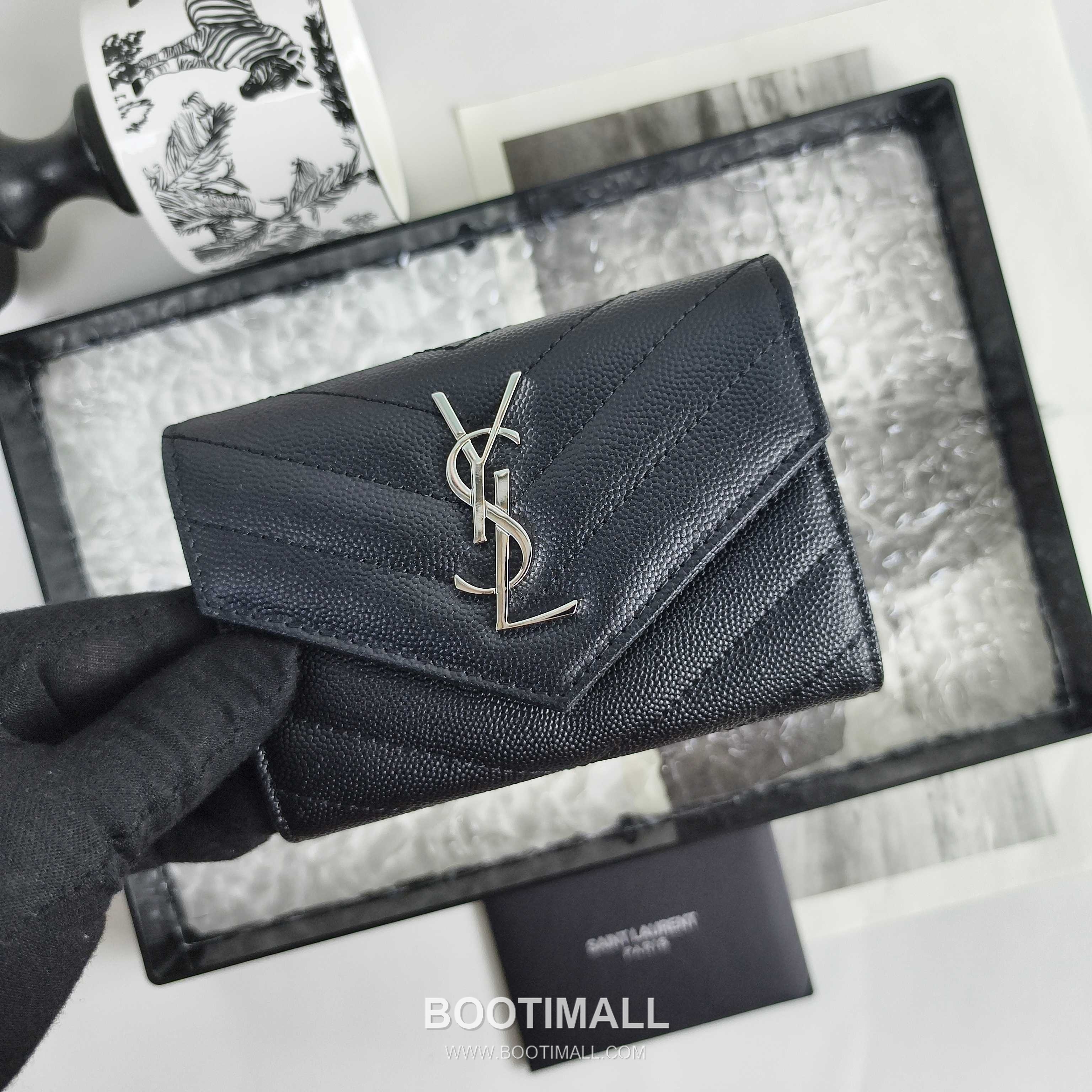 Saint Laurent Cassandre Grain de Poudre Leather Bifold Wallet 414404 생로랑 카산드르 그레인 드 푸드르 송아지가죽 반지갑 13cm 4