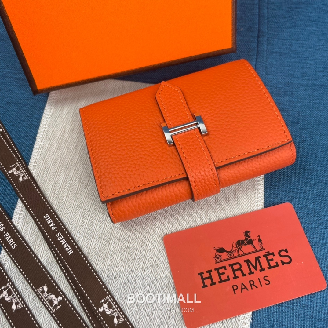 Hermès Togo Leather Compact Trifold Wallet 5176 에르메스 토고 가죽 컴팩트 트리폴드 지갑 12cm 3