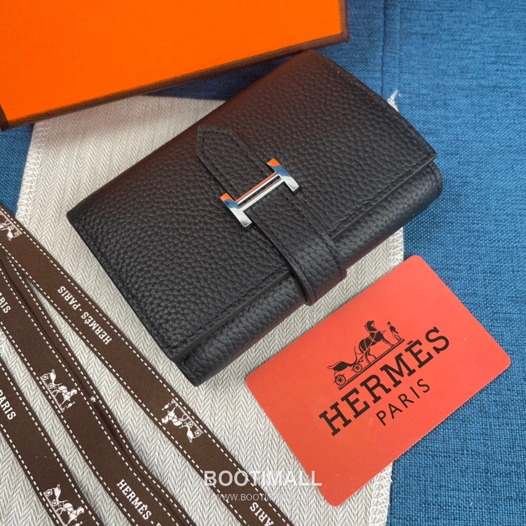 Hermès Togo Leather Compact Trifold Wallet 5176 에르메스 토고 가죽 컴팩트 트리폴드 지갑 12cm 3