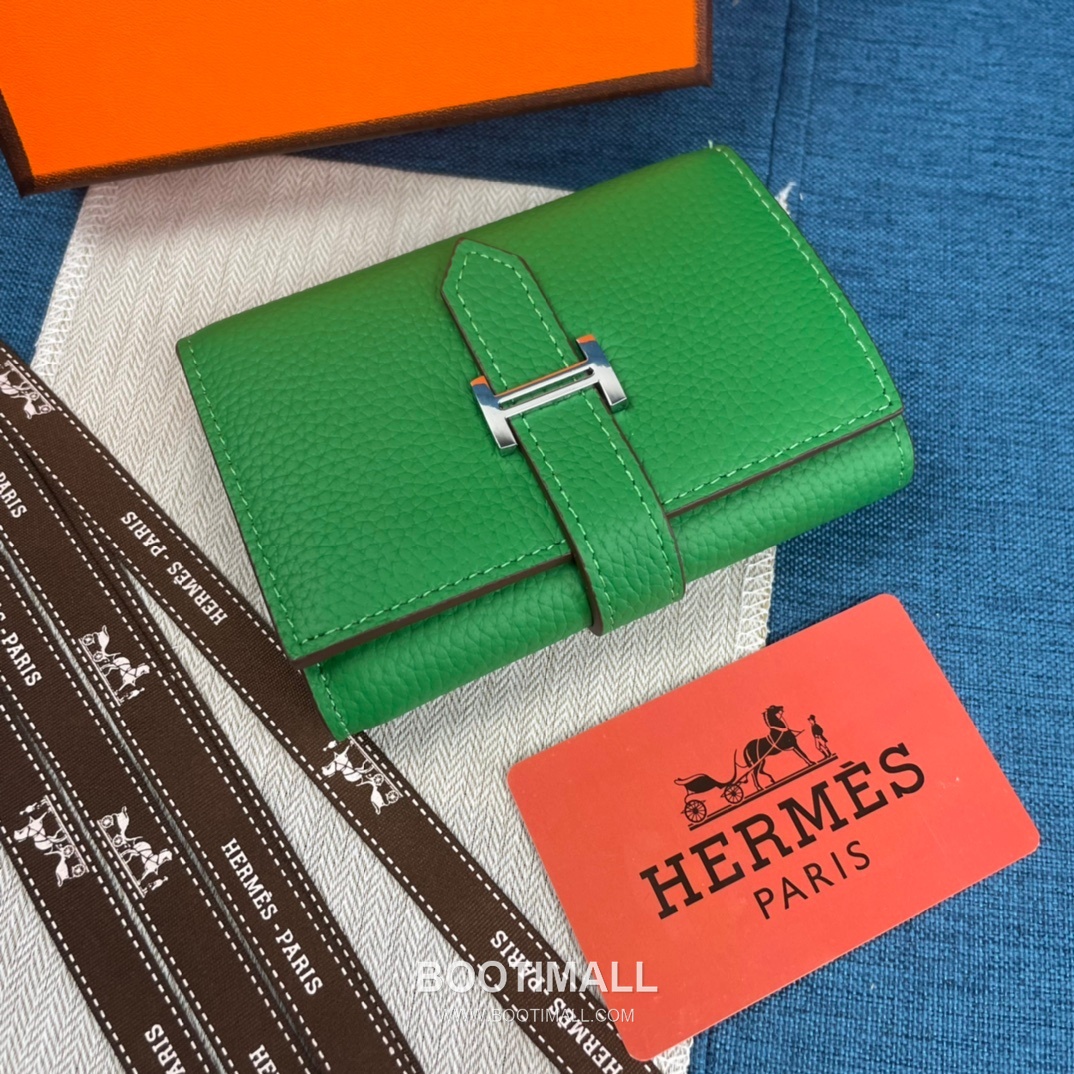 Hermès Togo Leather Compact Trifold Wallet 5176 에르메스 토고 가죽 컴팩트 트리폴드 지갑 12cm 3