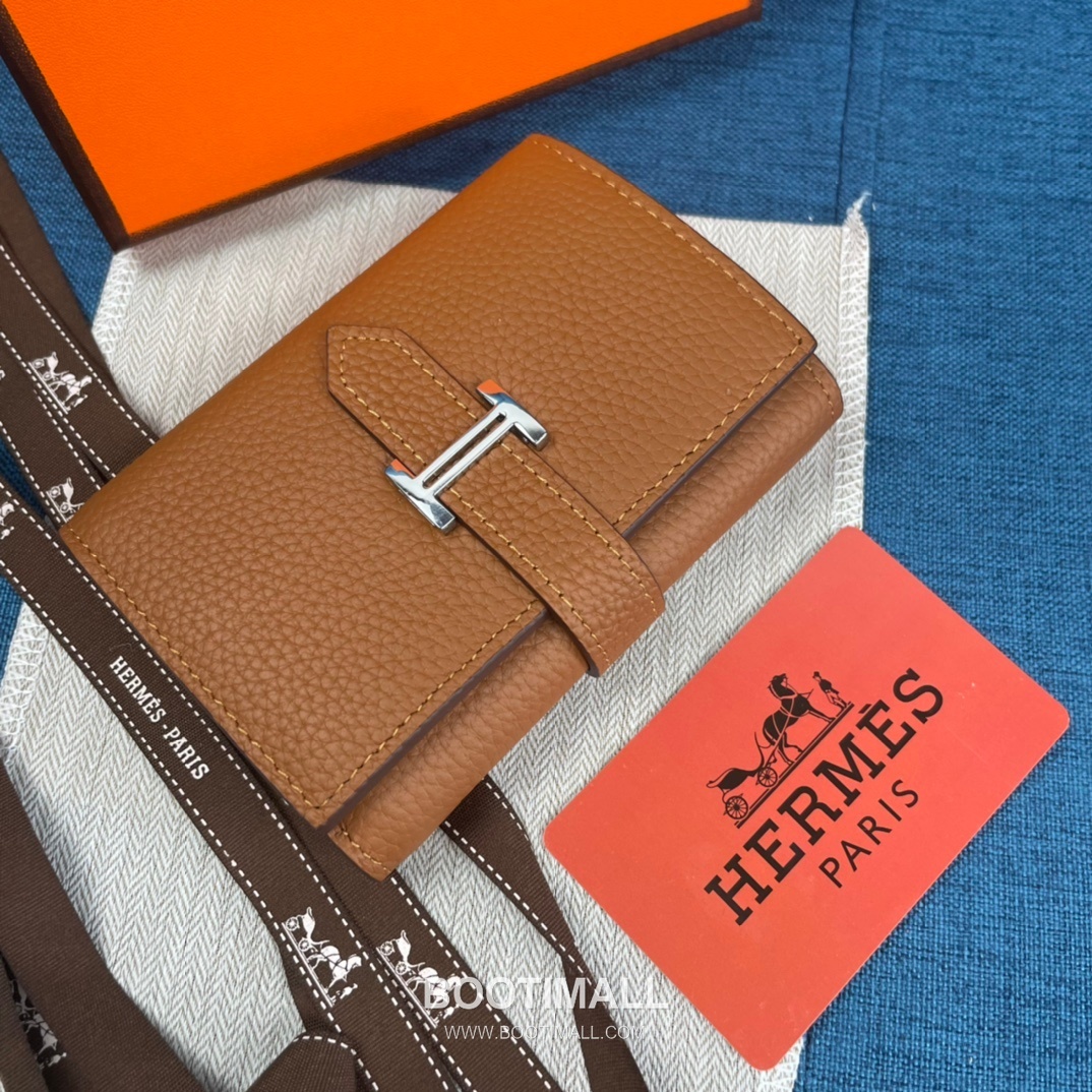 Hermès Togo Leather Compact Trifold Wallet 5176 에르메스 토고 가죽 컴팩트 트리폴드 지갑 12cm 3