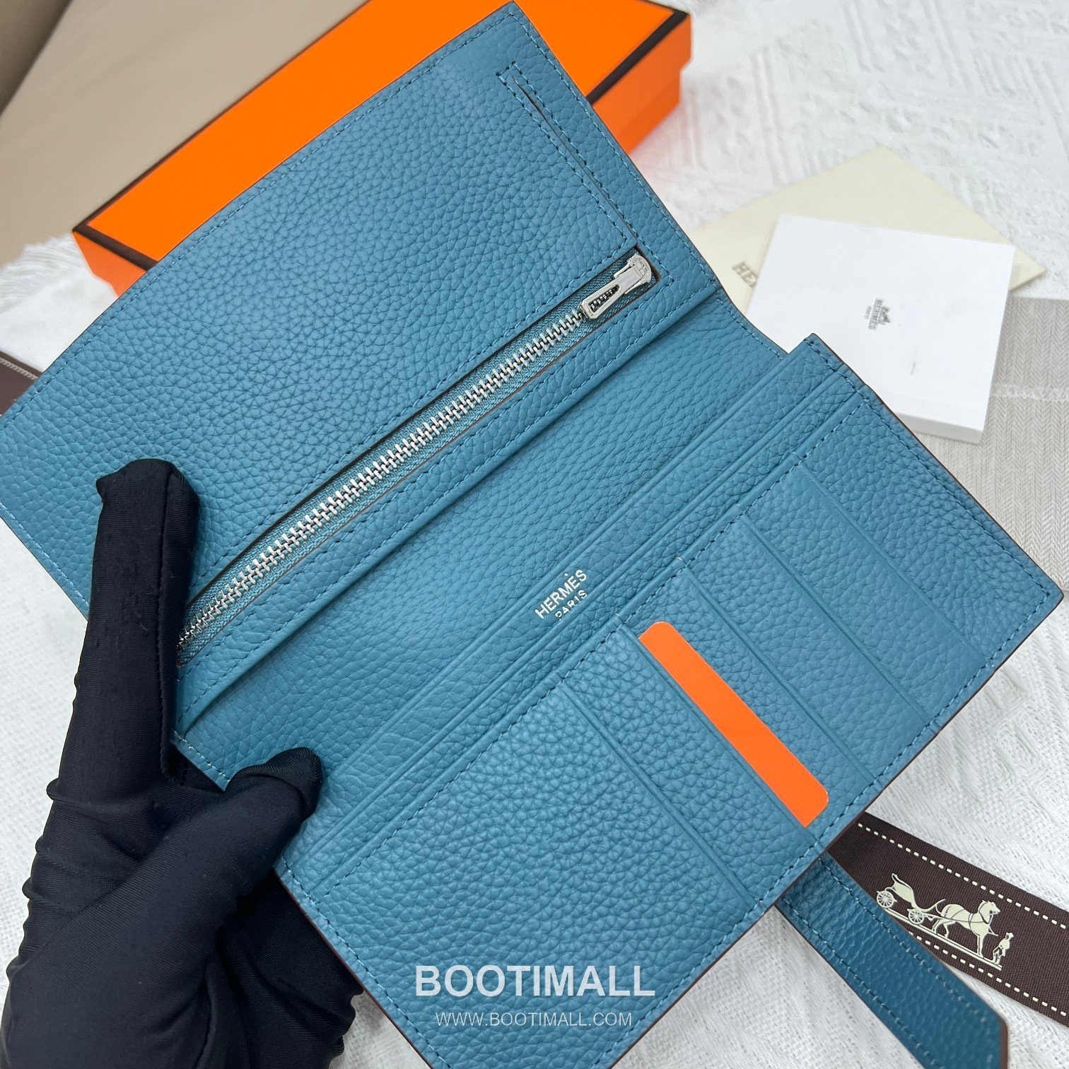 Hermès Togo Leather Vertical Zip Wallet 5123 에르메스 토고 가죽 버티컬 지퍼 장지갑 17.5cm 7