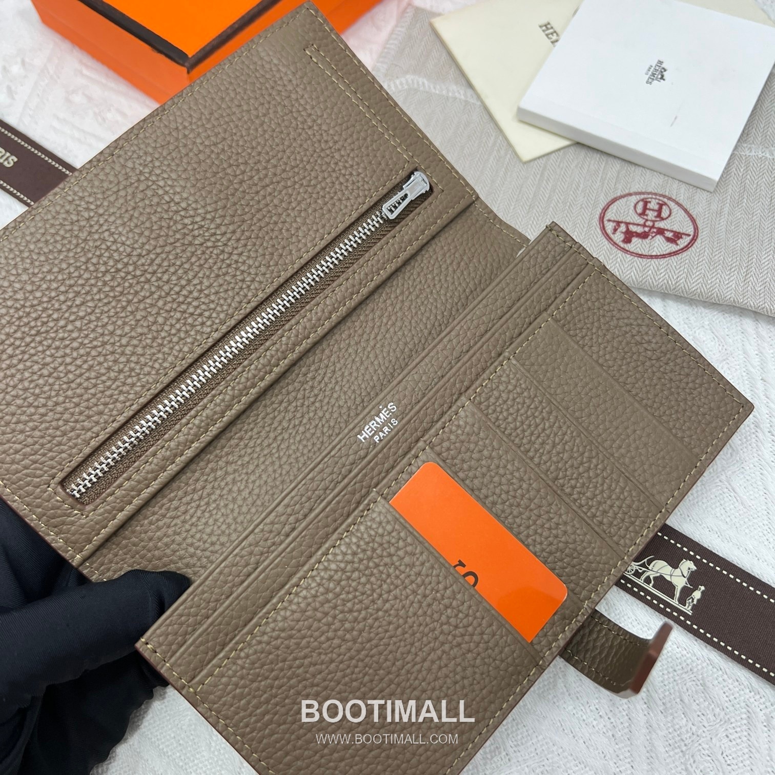 Hermès Togo Leather Vertical Zip Wallet 5123 에르메스 토고 가죽 버티컬 지퍼 장지갑 17.5cm 7