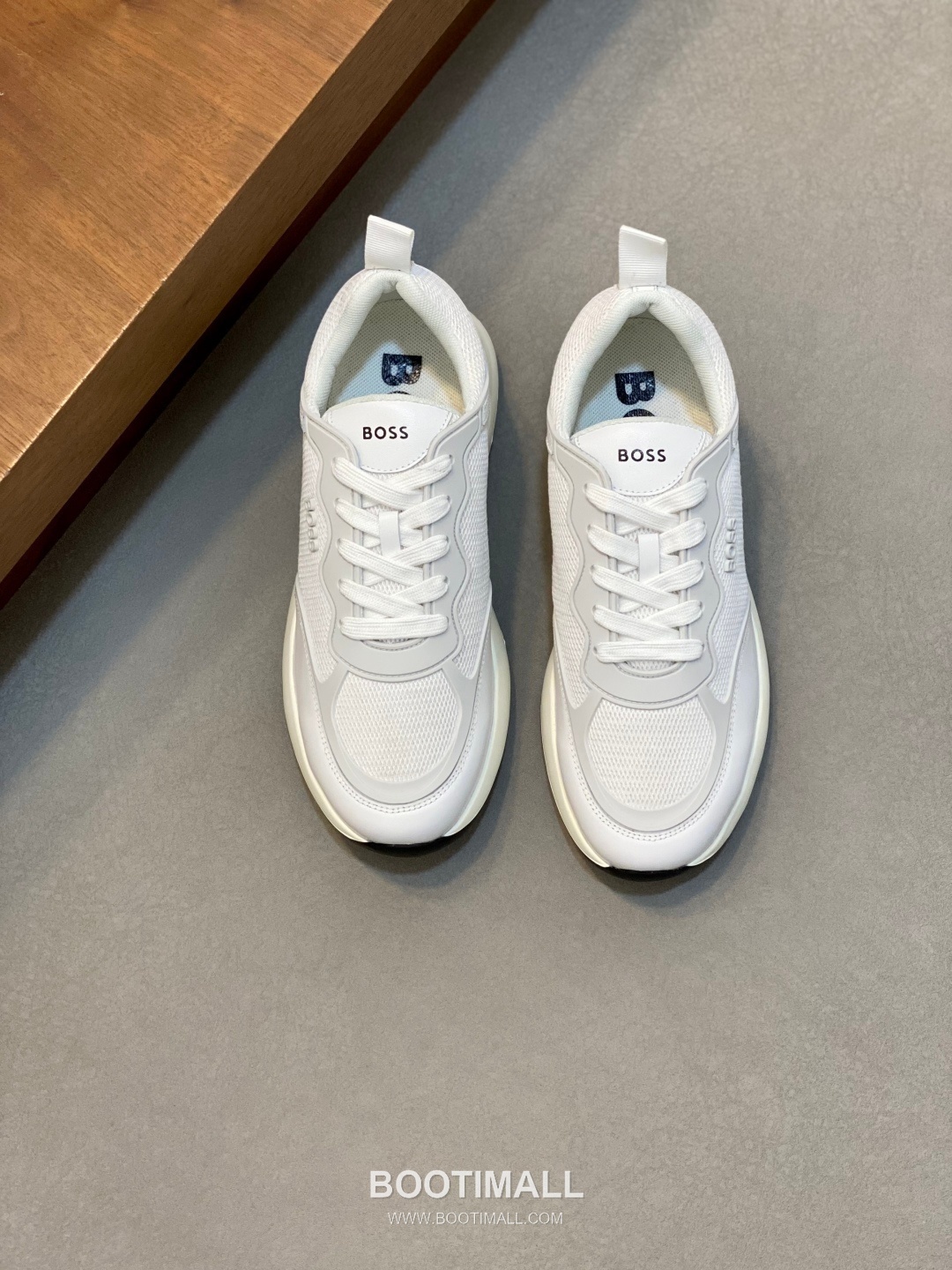 BOSS Leather Knit Runner Sneakers 휴고보스 레더 니트 러너 남성 스니커즈 화이트 블랙 1