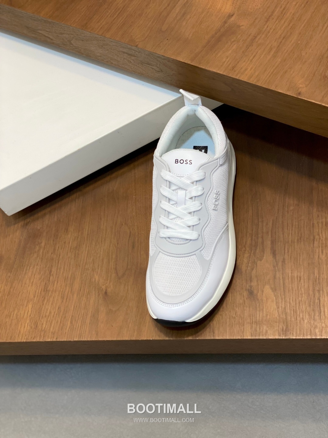 BOSS Leather Knit Runner Sneakers 휴고보스 레더 니트 러너 남성 스니커즈 화이트 블랙 6