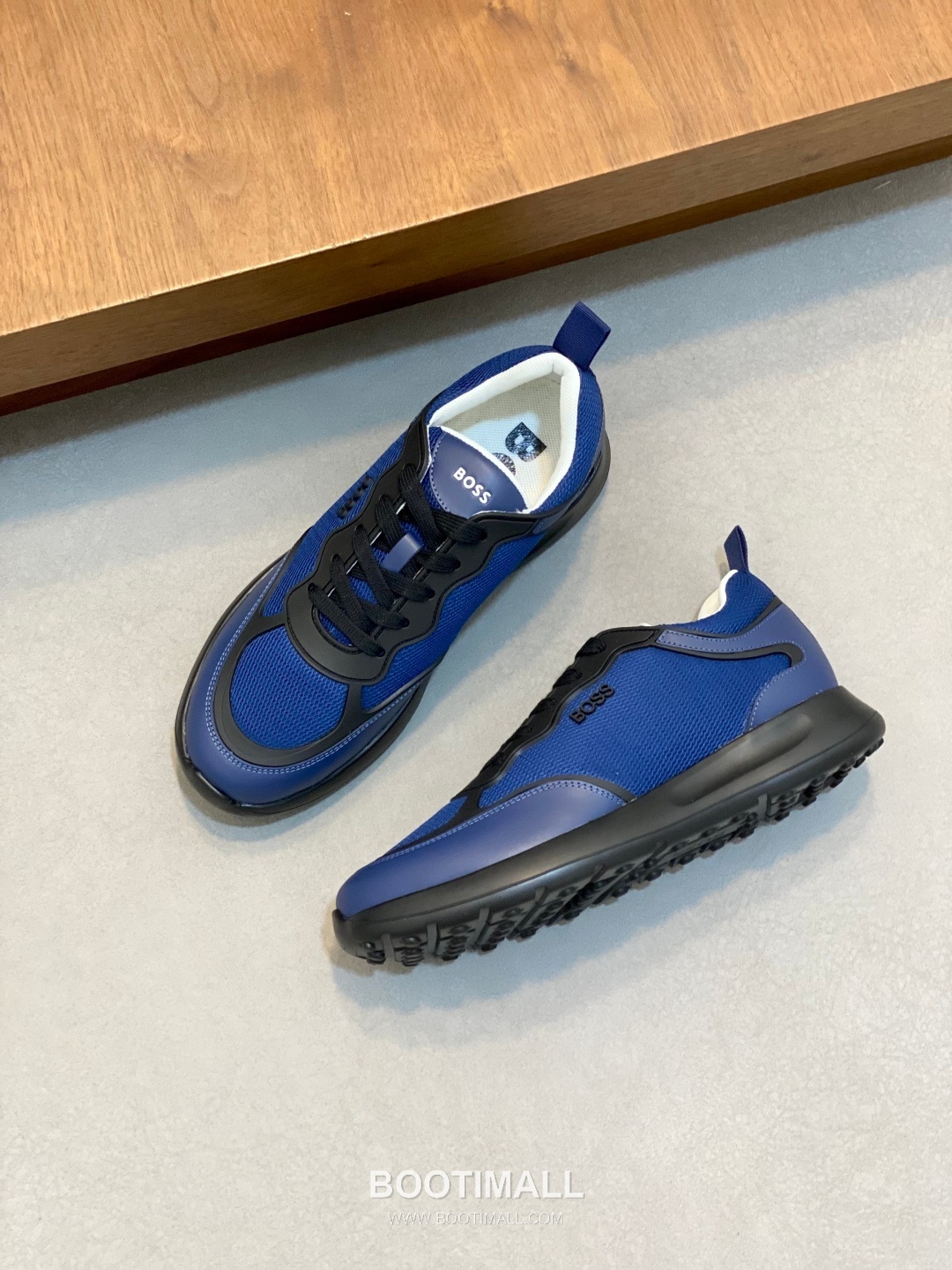 BOSS Leather Knit Runner Sneakers 휴고보스 레더 니트 러너 남성 스니커즈 화이트 블랙 5