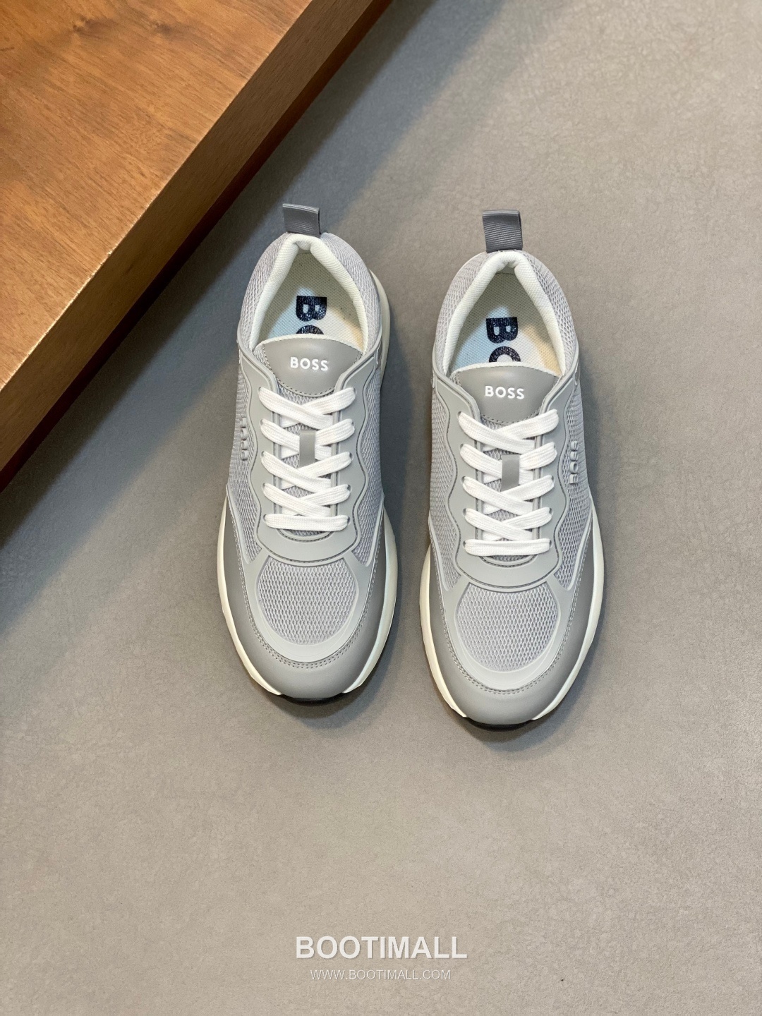 BOSS Leather Knit Runner Sneakers 휴고보스 레더 니트 러너 남성 스니커즈 화이트 블랙 1