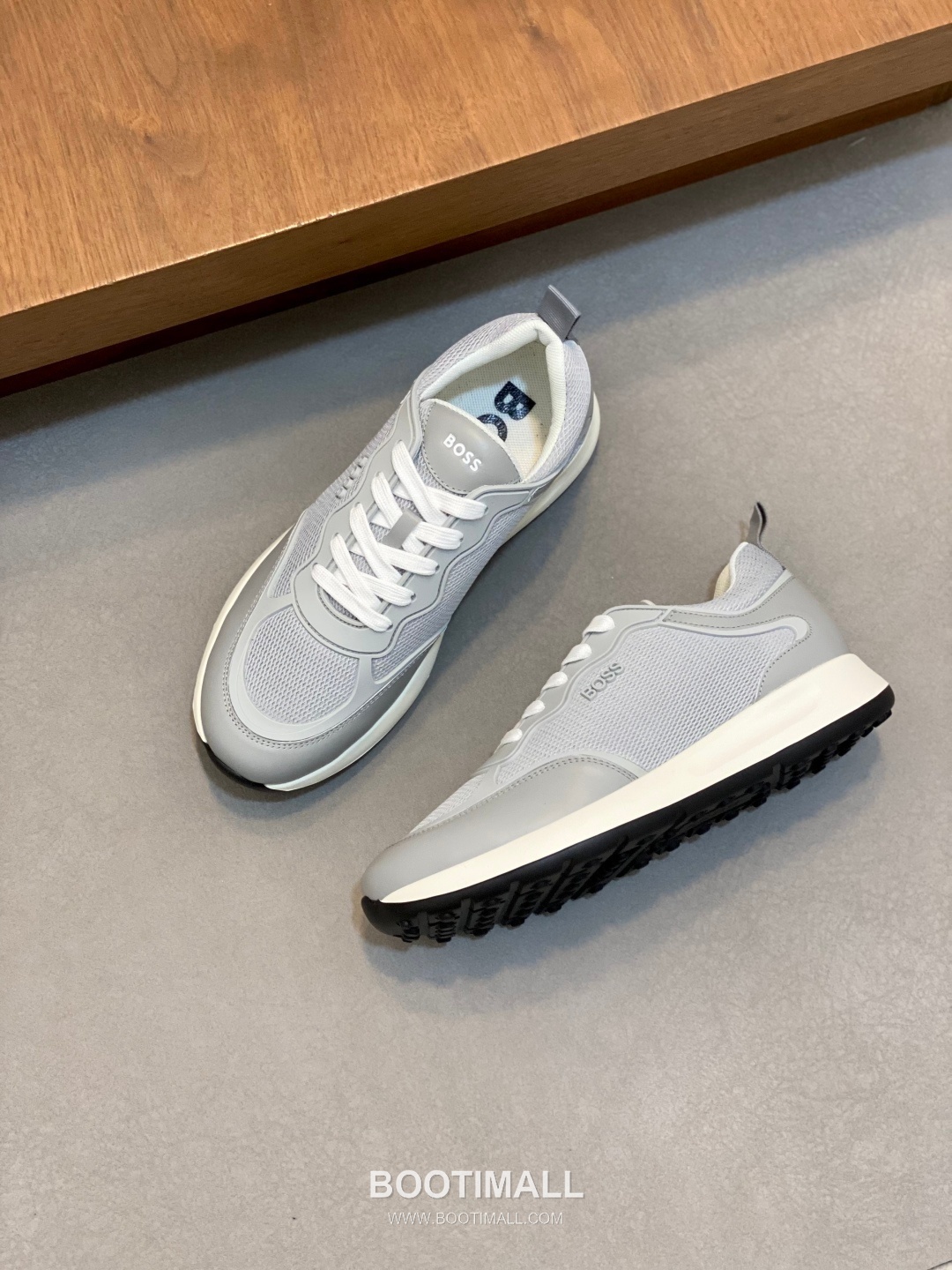 BOSS Leather Knit Runner Sneakers 휴고보스 레더 니트 러너 남성 스니커즈 화이트 블랙 5