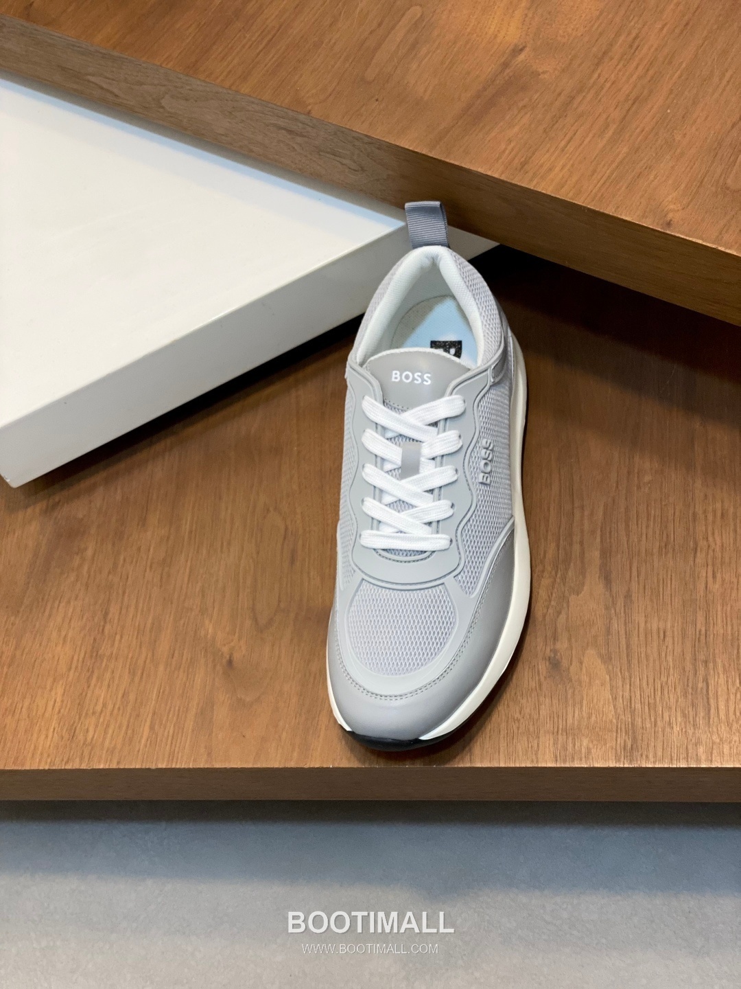 BOSS Leather Knit Runner Sneakers 휴고보스 레더 니트 러너 남성 스니커즈 화이트 블랙 6