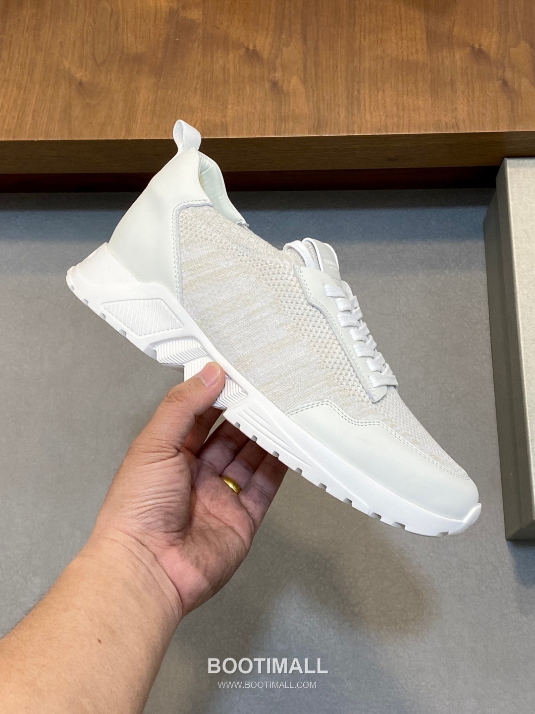 Giorgio Armani Knit & Leather Slip-On Sneakers 조르지오 아르마니 니트 레더 슬립온 남성 스니커즈 블루 4