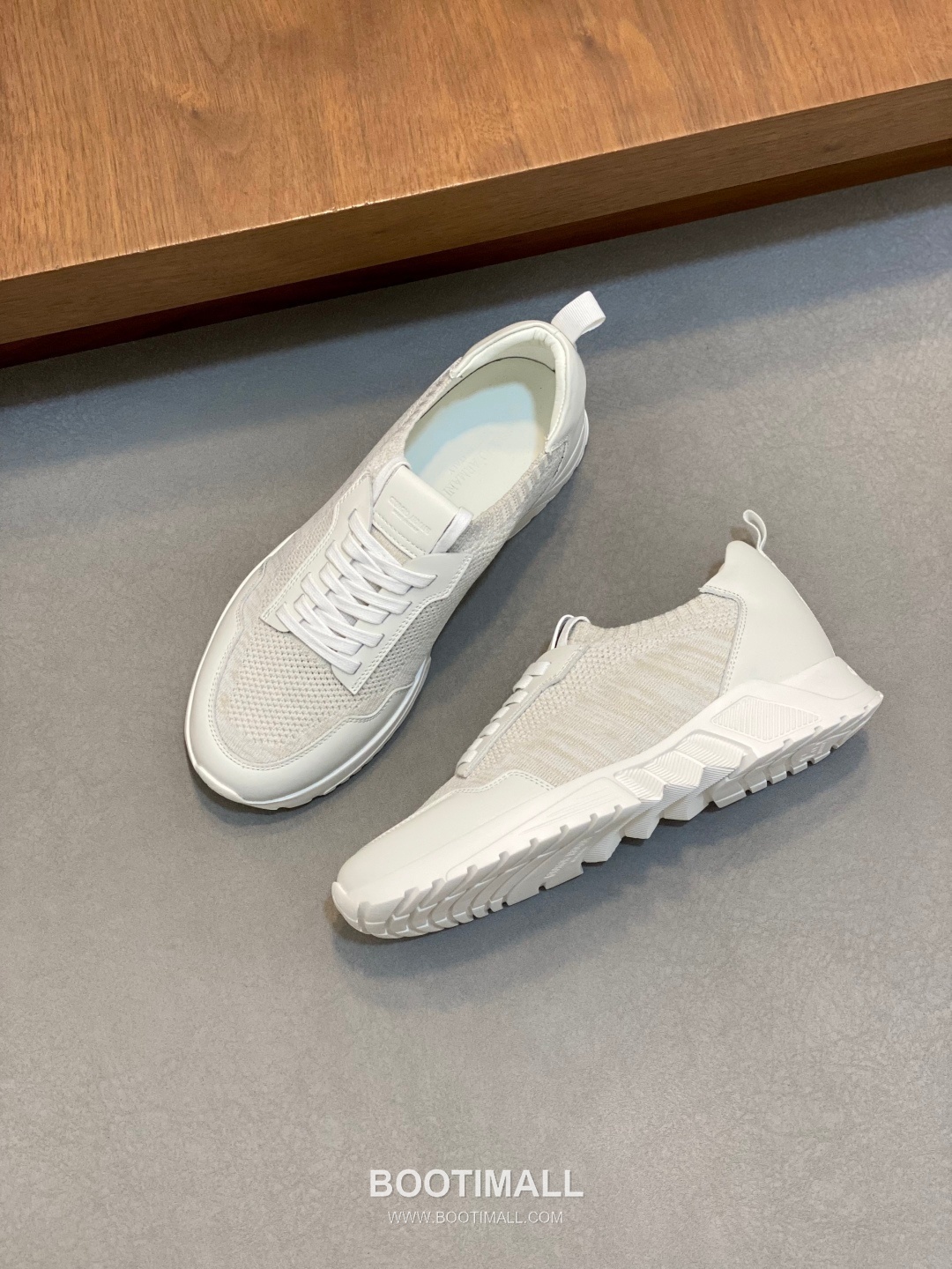 Giorgio Armani Knit & Leather Slip-On Sneakers 조르지오 아르마니 니트 레더 슬립온 남성 스니커즈 블루 5