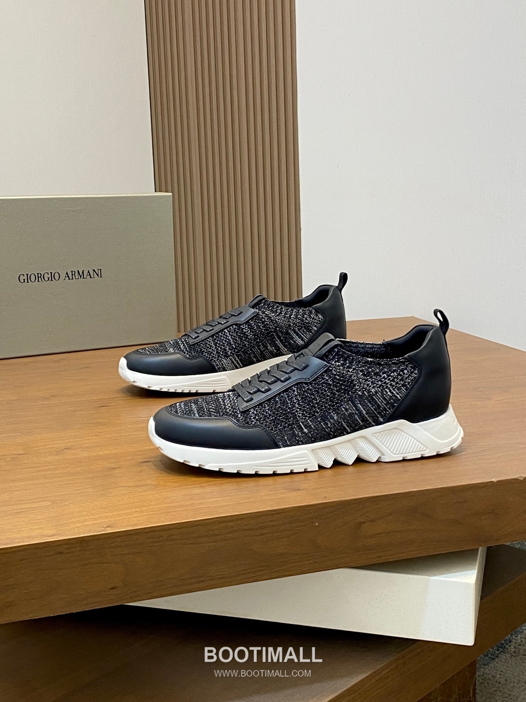 Giorgio Armani Knit & Leather Slip-On Sneakers 조르지오 아르마니 니트 레더 슬립온 남성 스니커즈 블루 3