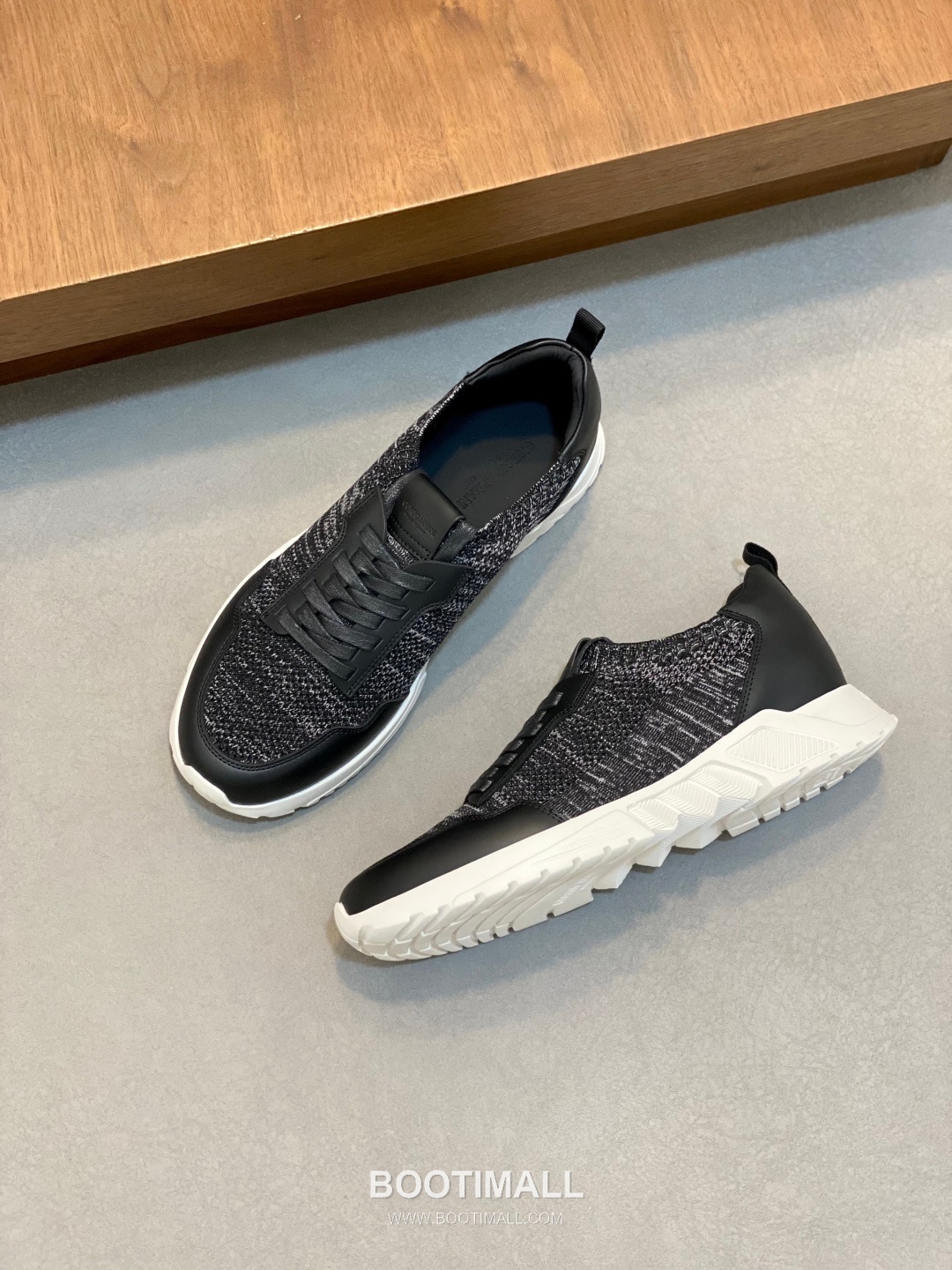 Giorgio Armani Knit & Leather Slip-On Sneakers 조르지오 아르마니 니트 레더 슬립온 남성 스니커즈 블루 5