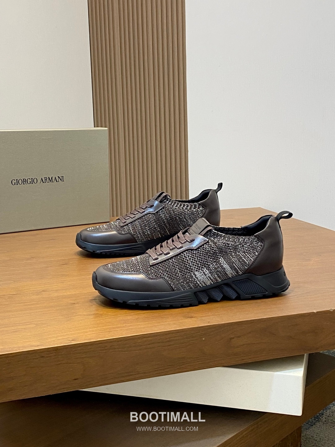 Giorgio Armani Knit & Leather Slip-On Sneakers 조르지오 아르마니 니트 레더 슬립온 남성 스니커즈 블루 3