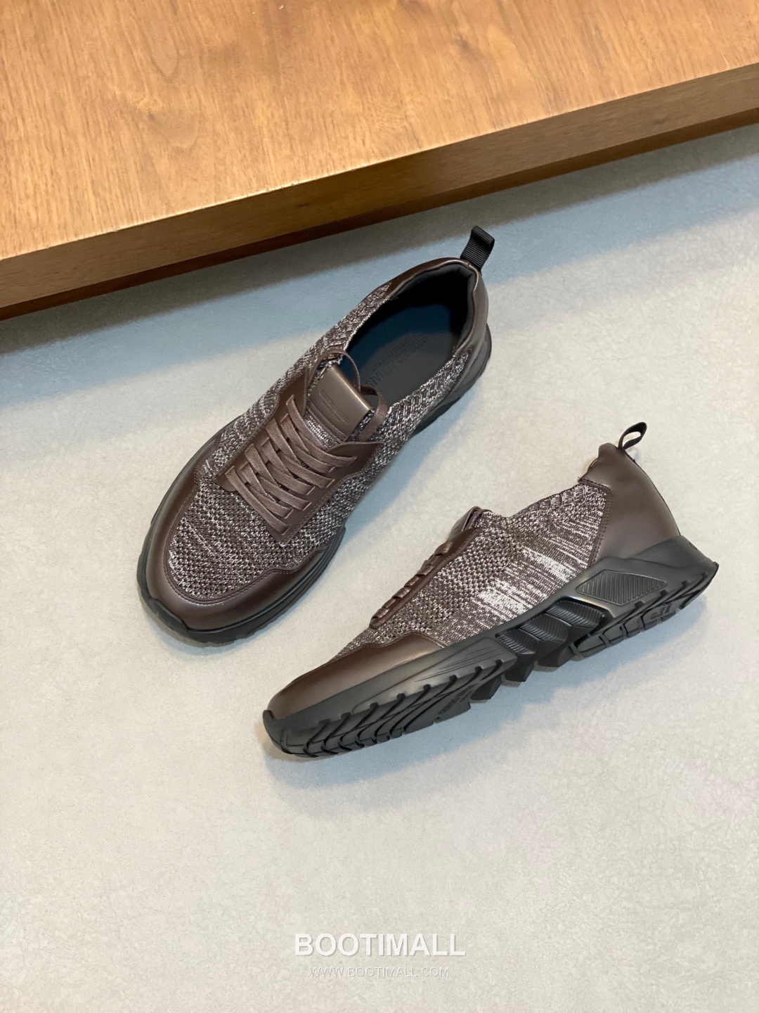 Giorgio Armani Knit & Leather Slip-On Sneakers 조르지오 아르마니 니트 레더 슬립온 남성 스니커즈 블루 5