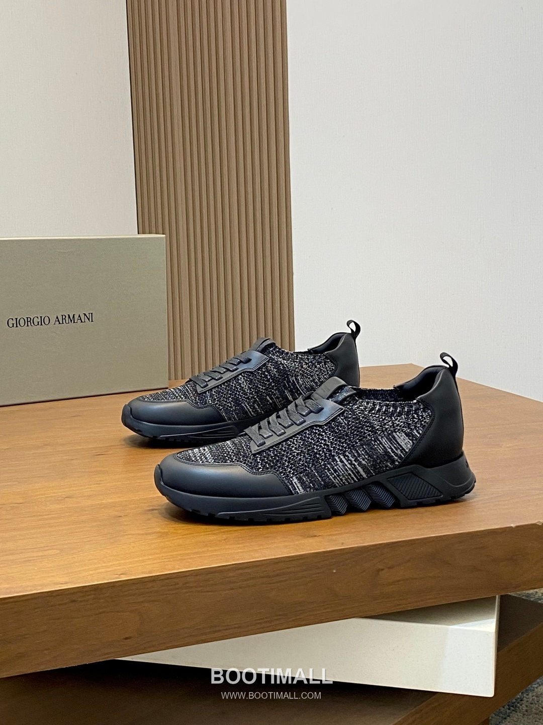 Giorgio Armani Knit & Leather Slip-On Sneakers 조르지오 아르마니 니트 레더 슬립온 남성 스니커즈 블루 3