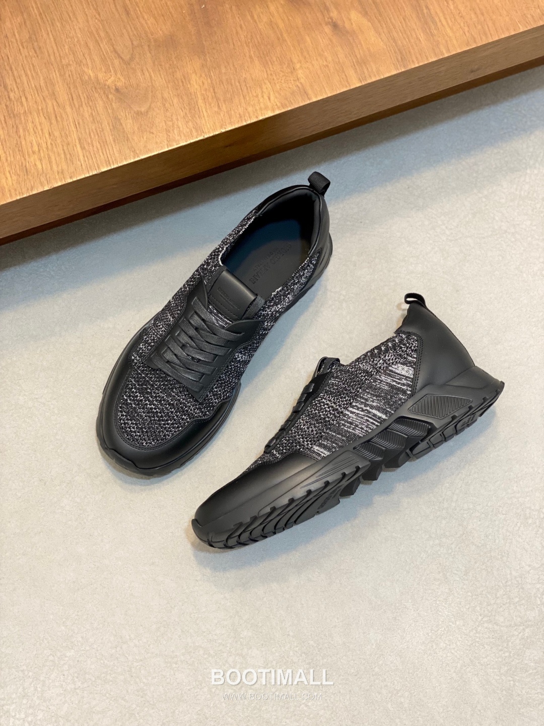 Giorgio Armani Knit & Leather Slip-On Sneakers 조르지오 아르마니 니트 레더 슬립온 남성 스니커즈 블루 5