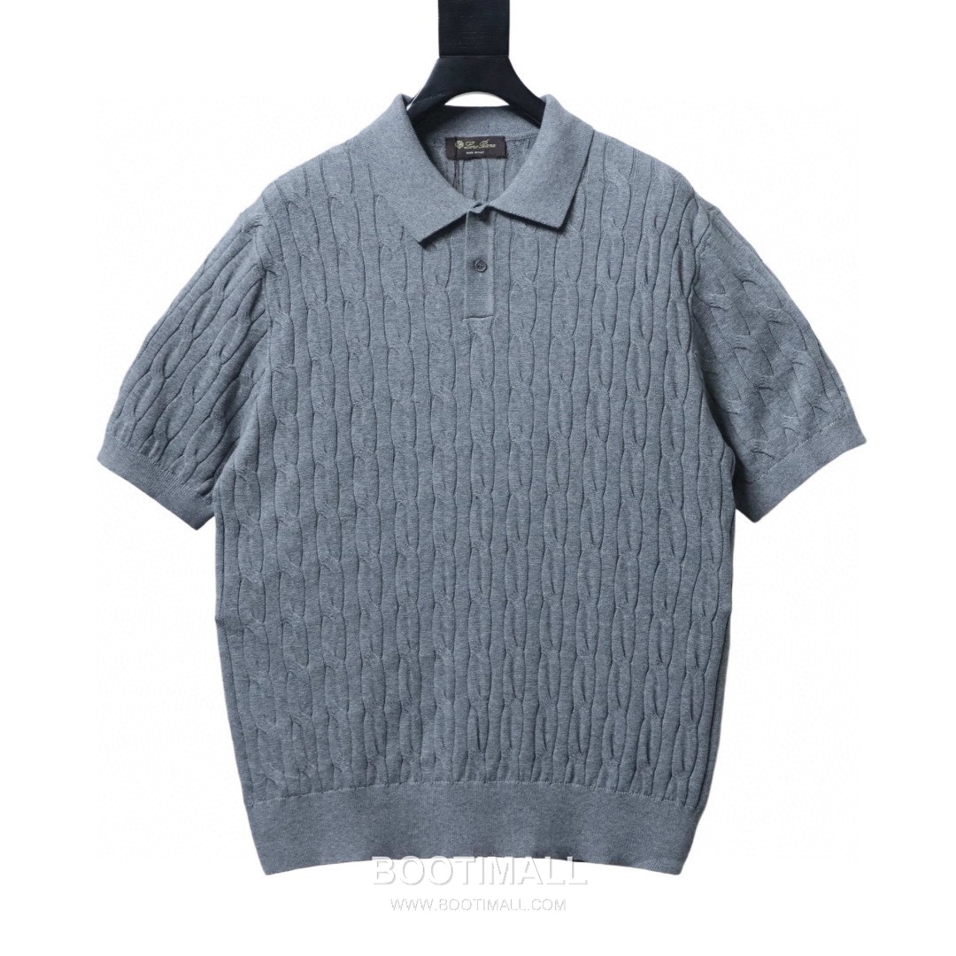 Loro Piana Cable Knit Long Staple Cotton Short Sleeve Polo Shirt 로로피아나 케이블 니트 롱스테이플 코튼 반팔 폴로 셔츠 2