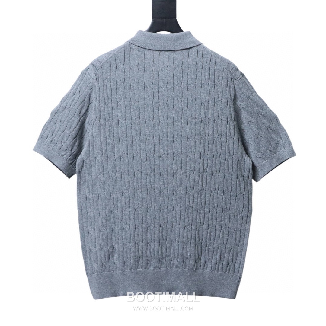 Loro Piana Cable Knit Long Staple Cotton Short Sleeve Polo Shirt 로로피아나 케이블 니트 롱스테이플 코튼 반팔 폴로 셔츠 3