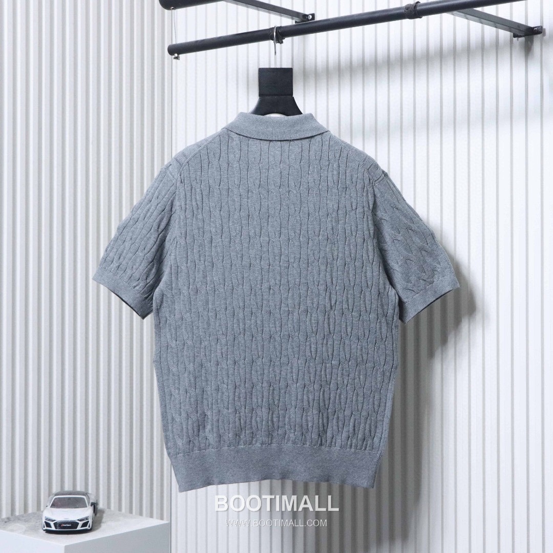 Loro Piana Cable Knit Long Staple Cotton Short Sleeve Polo Shirt 로로피아나 케이블 니트 롱스테이플 코튼 반팔 폴로 셔츠 5