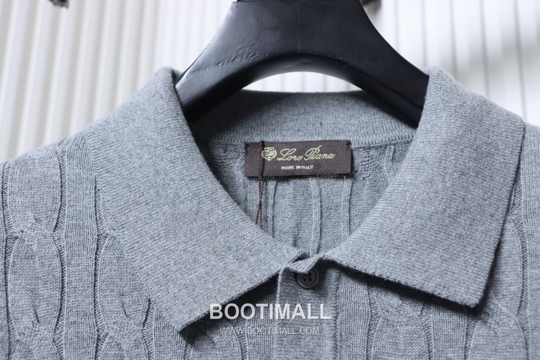 Loro Piana Cable Knit Long Staple Cotton Short Sleeve Polo Shirt 로로피아나 케이블 니트 롱스테이플 코튼 반팔 폴로 셔츠 8