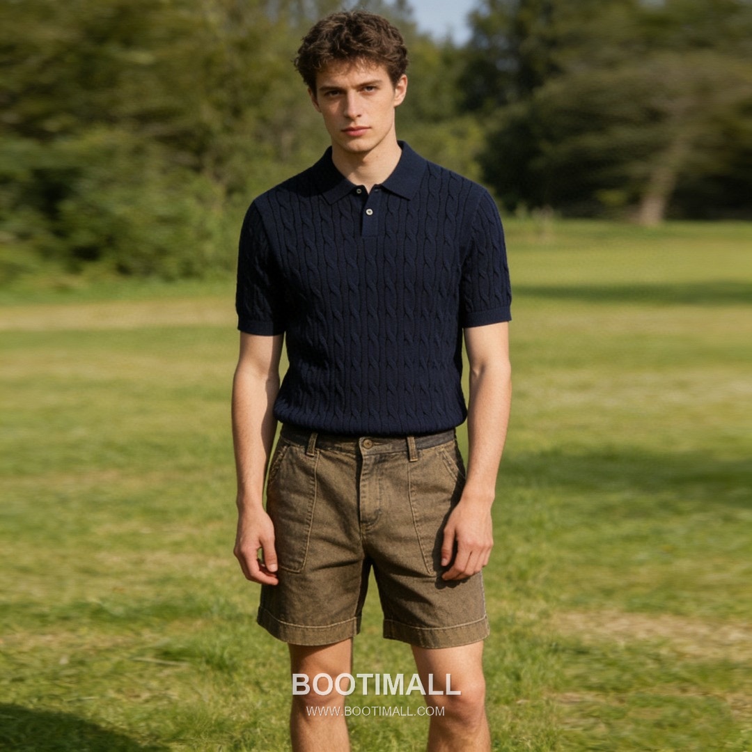 Loro Piana Cable Knit Long Staple Cotton Short Sleeve Polo Shirt 로로피아나 케이블 니트 롱스테이플 코튼 반팔 폴로 셔츠 3