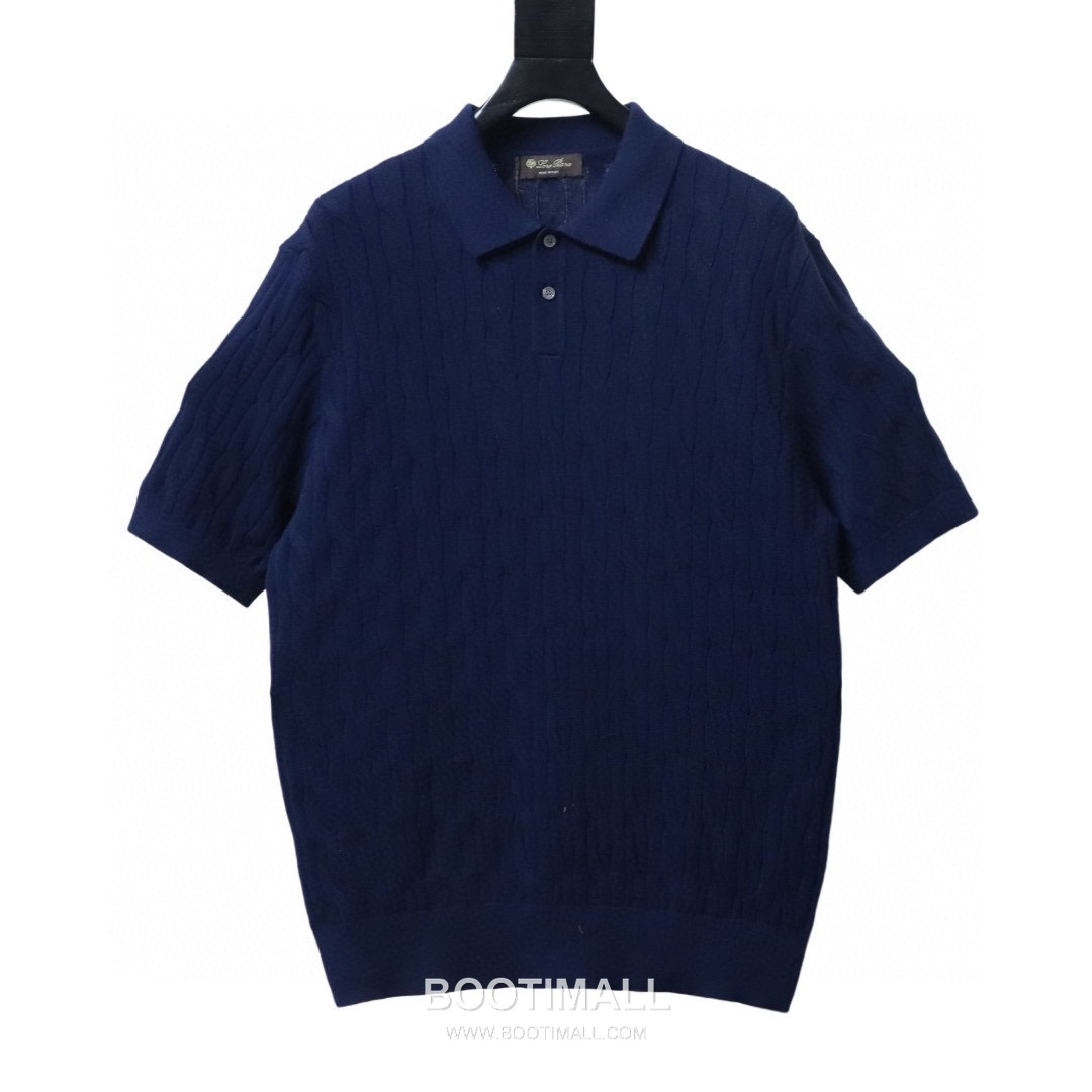 Loro Piana Cable Knit Long Staple Cotton Short Sleeve Polo Shirt 로로피아나 케이블 니트 롱스테이플 코튼 반팔 폴로 셔츠 7