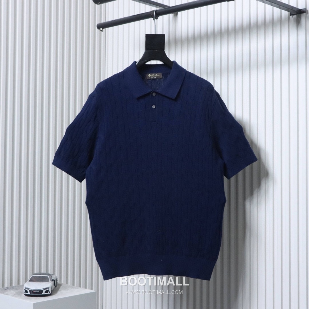 Loro Piana Cable Knit Long Staple Cotton Short Sleeve Polo Shirt 로로피아나 케이블 니트 롱스테이플 코튼 반팔 폴로 셔츠 9