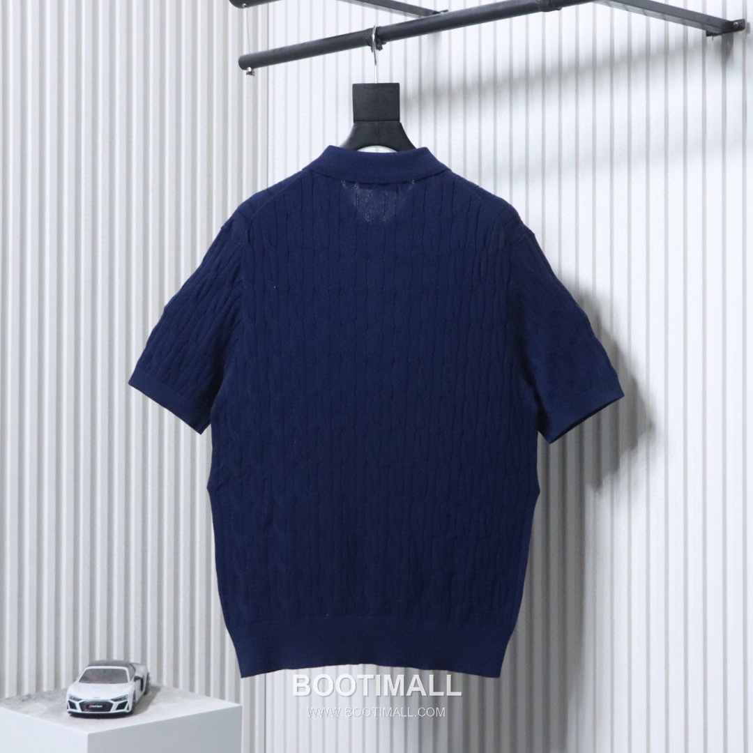 Loro Piana Cable Knit Long Staple Cotton Short Sleeve Polo Shirt 로로피아나 케이블 니트 롱스테이플 코튼 반팔 폴로 셔츠 10