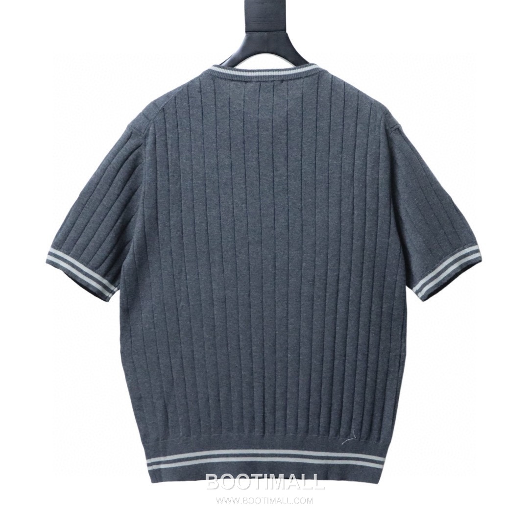Brunello Cucinelli Cable Henley Knit Tee Linen Cotton Blend Dark Green Short Sleeve 브루넬로 쿠치넬리 케이블 헨리 니트 티 리넨 코튼 블렌드 다크그린 반팔 티셔츠 4