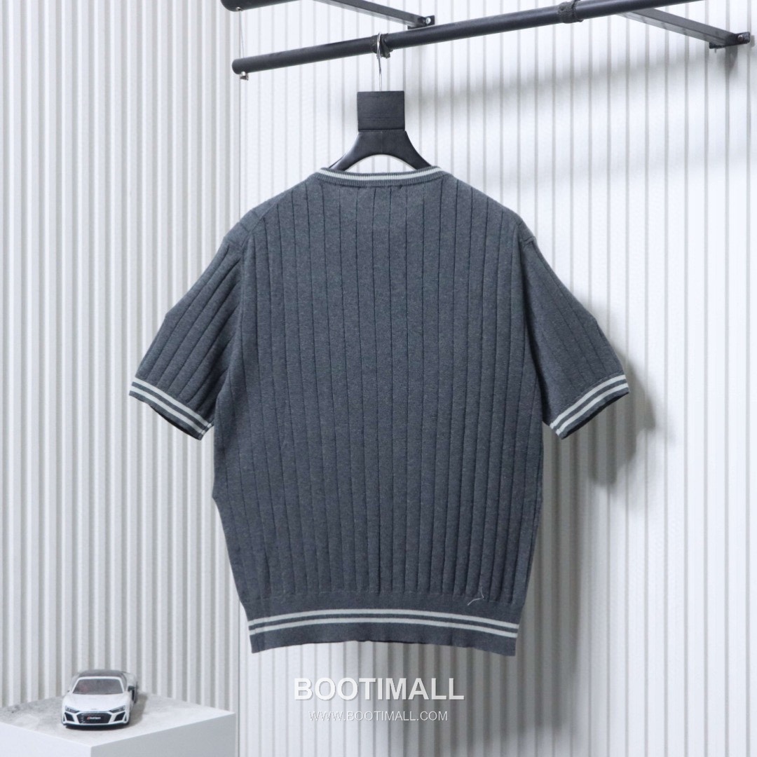 Brunello Cucinelli Cable Henley Knit Tee Linen Cotton Blend Dark Green Short Sleeve 브루넬로 쿠치넬리 케이블 헨리 니트 티 리넨 코튼 블렌드 다크그린 반팔 티셔츠 6