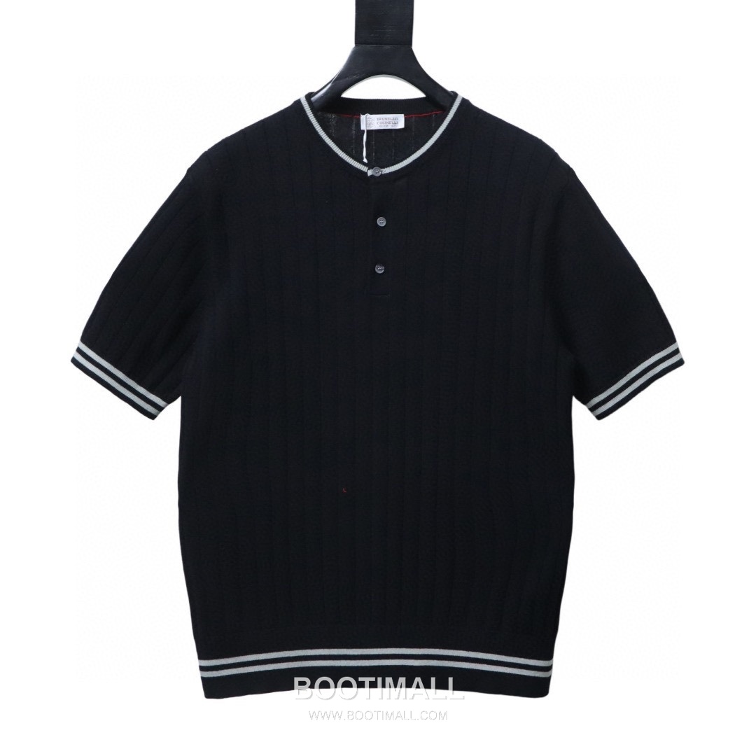 Brunello Cucinelli Cable Knit Linen Cotton Henley Short Sleeve T-Shirt 브루넬로 쿠치넬리 케이블 니트 린넨 코튼 헨리넥 반팔 티셔츠 3