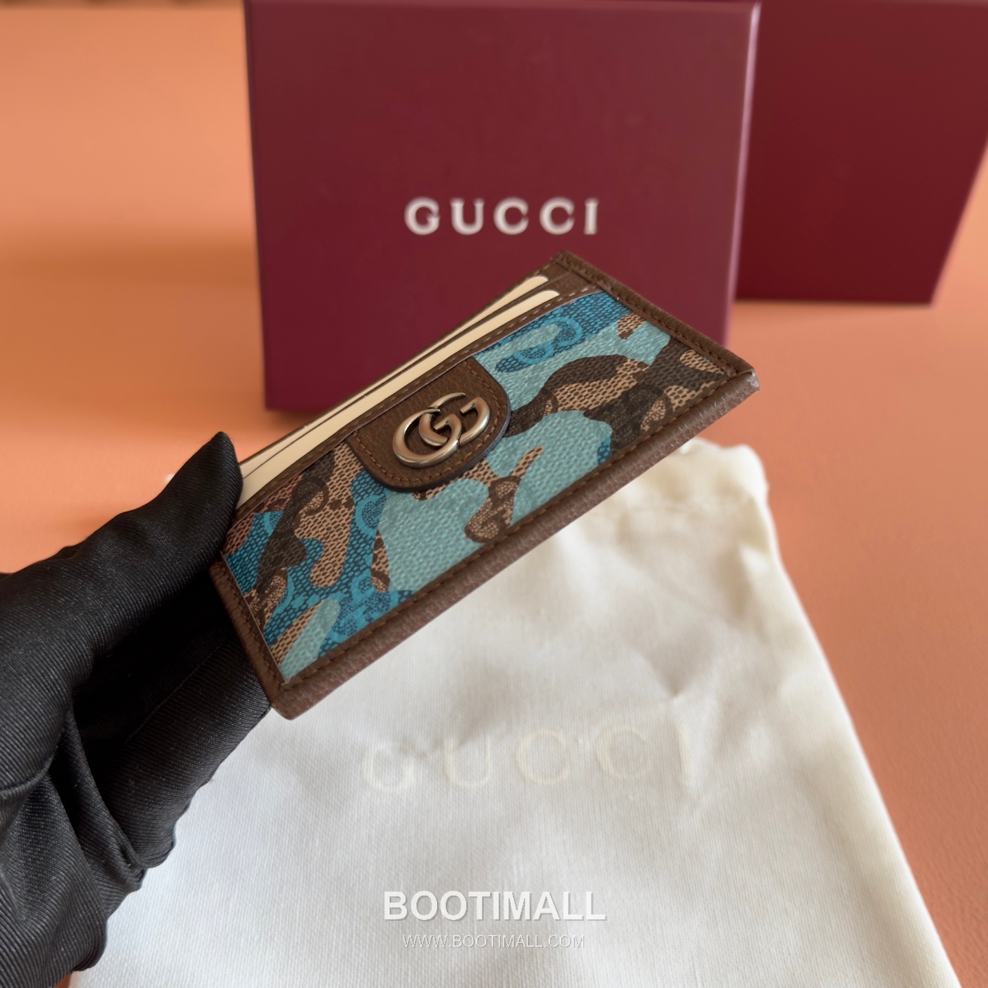 Gucci GG Marble Camouflage Card Holder Coated Canvas Leather Trim 834795 구찌 GG 마블 카모플라주 카드지갑 코팅 캔버스 가죽 트리밍 11cm 3