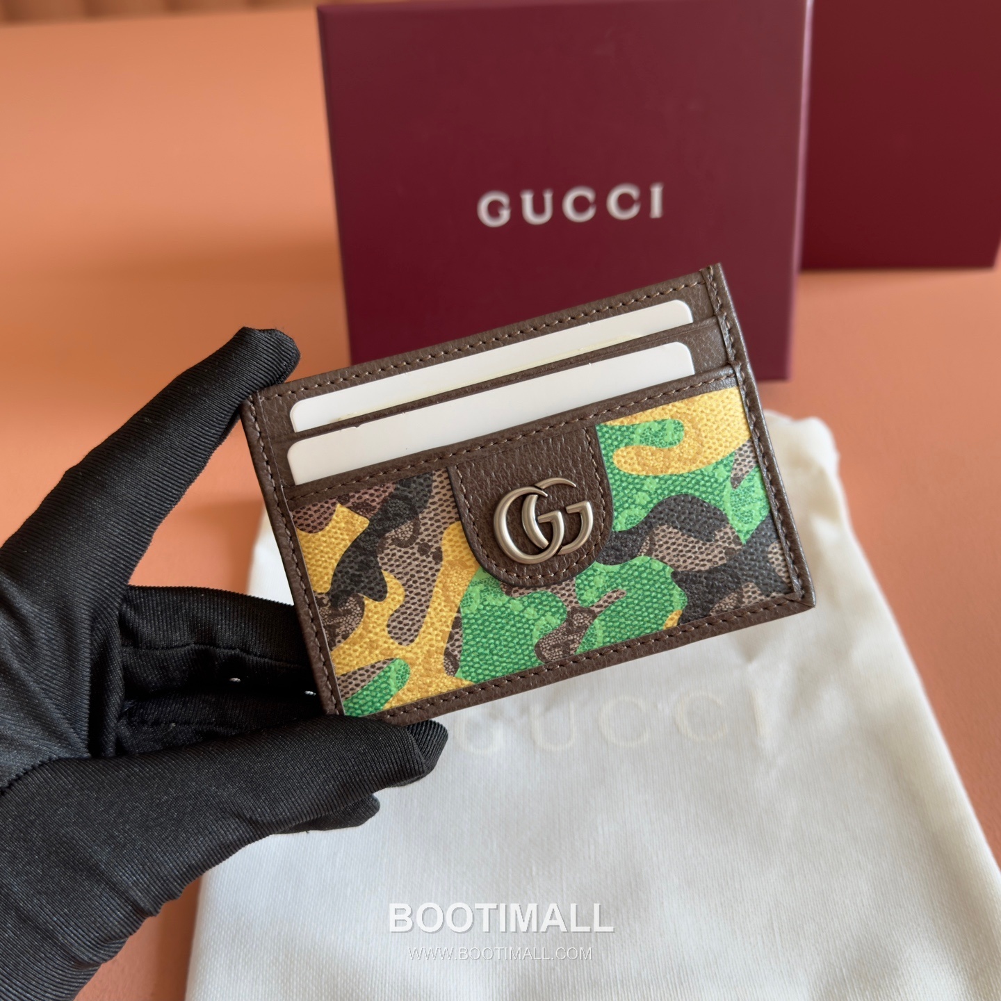 Gucci GG Marble Camouflage Card Holder Coated Canvas Leather Trim 834795 구찌 GG 마블 카모플라주 카드지갑 코팅 캔버스 가죽 트리밍 11cm 1