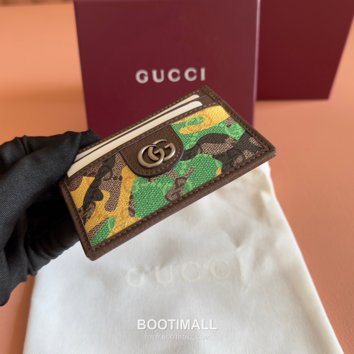 Gucci GG Marble Camouflage Card Holder Coated Canvas Leather Trim 834795 구찌 GG 마블 카모플라주 카드지갑 코팅 캔버스 가죽 트리밍 11cm 3