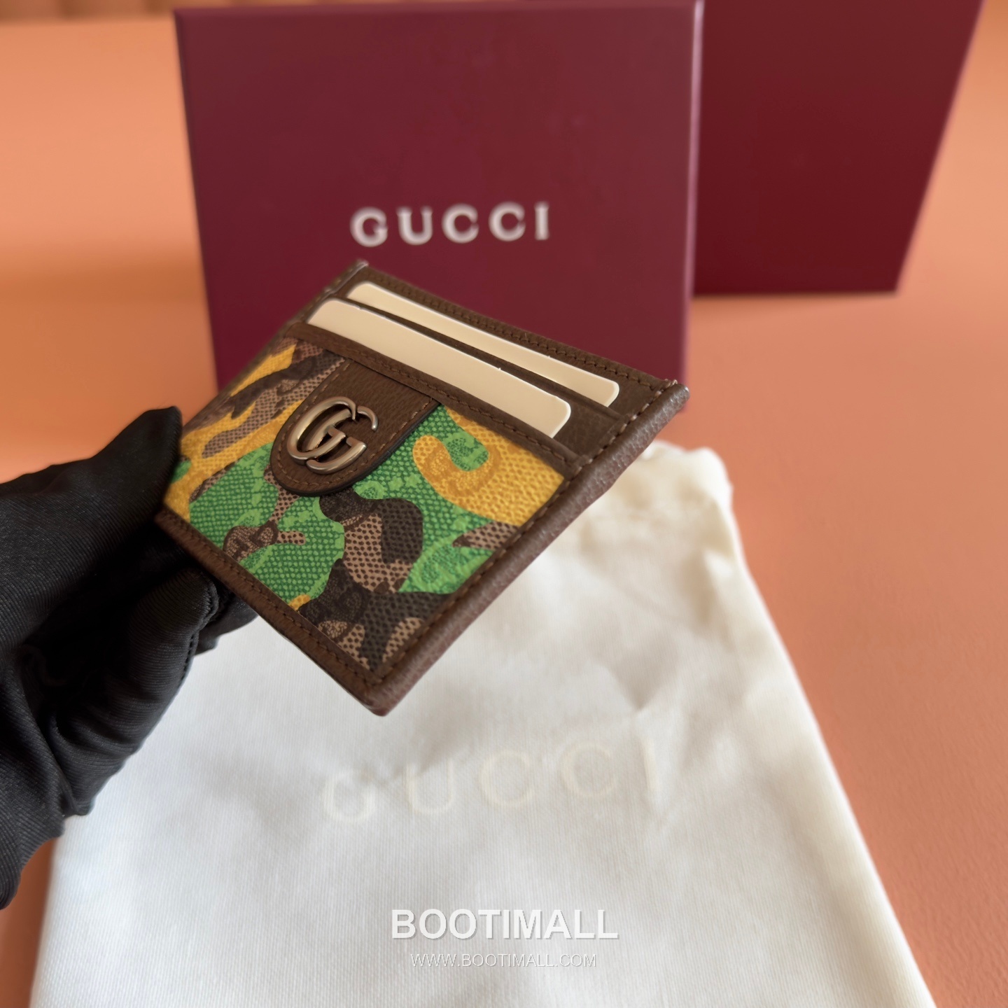 Gucci GG Marble Camouflage Card Holder Coated Canvas Leather Trim 834795 구찌 GG 마블 카모플라주 카드지갑 코팅 캔버스 가죽 트리밍 11cm 4