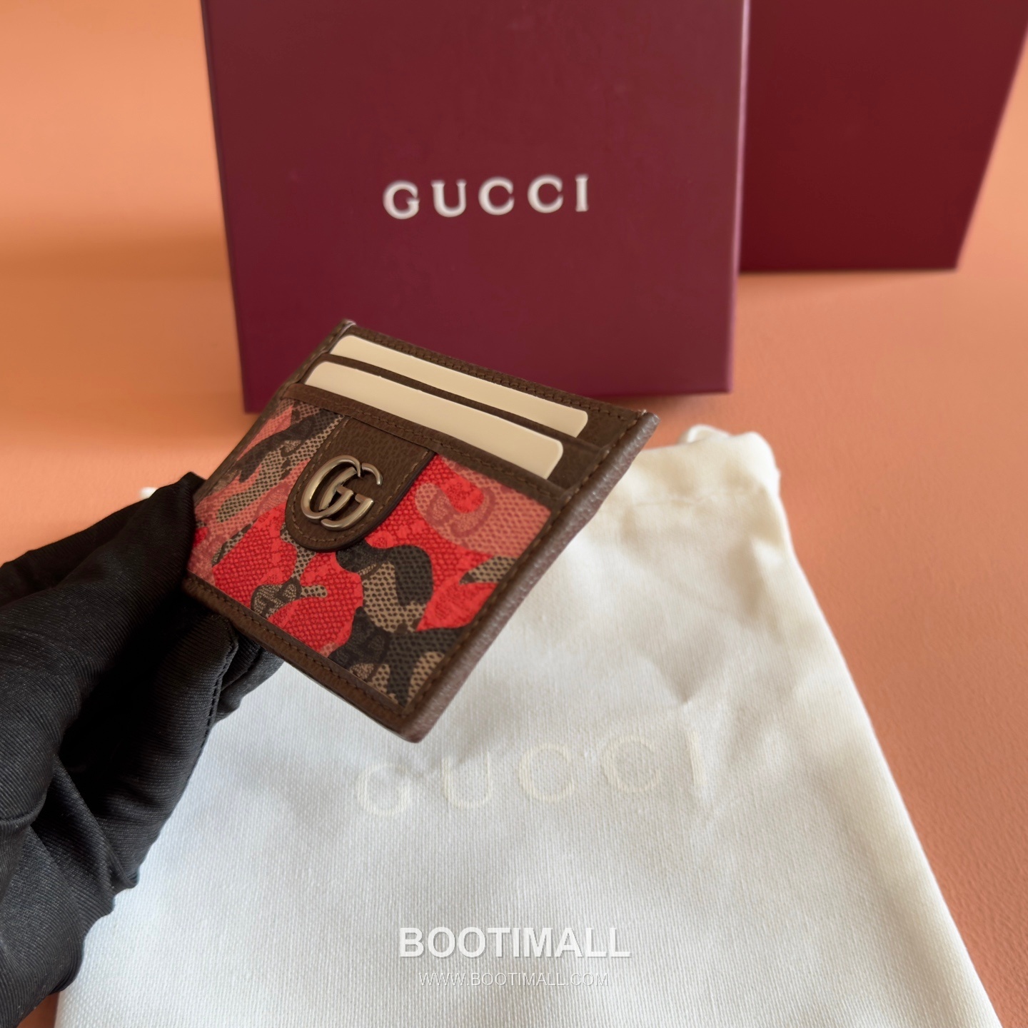 Gucci GG Marble Camouflage Card Holder Coated Canvas Leather Trim 834795 구찌 GG 마블 카모플라주 카드지갑 코팅 캔버스 가죽 트리밍 11cm 4