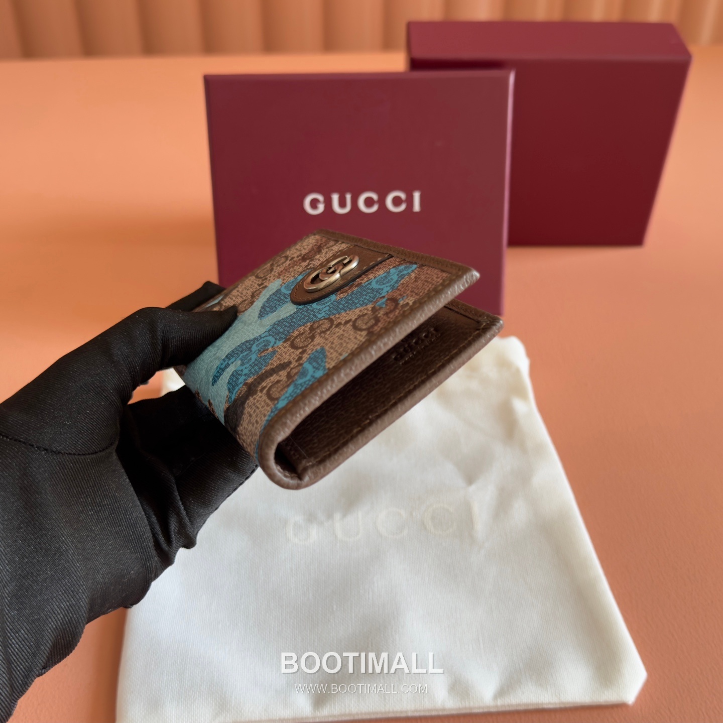 Gucci GG Marble Camouflage Long Card Holder Coated Canvas Leather Trim 834691 구찌 GG 마블 카모플라주 장지갑 카드홀더 코팅 캔버스 가죽 트리밍 12cm 3