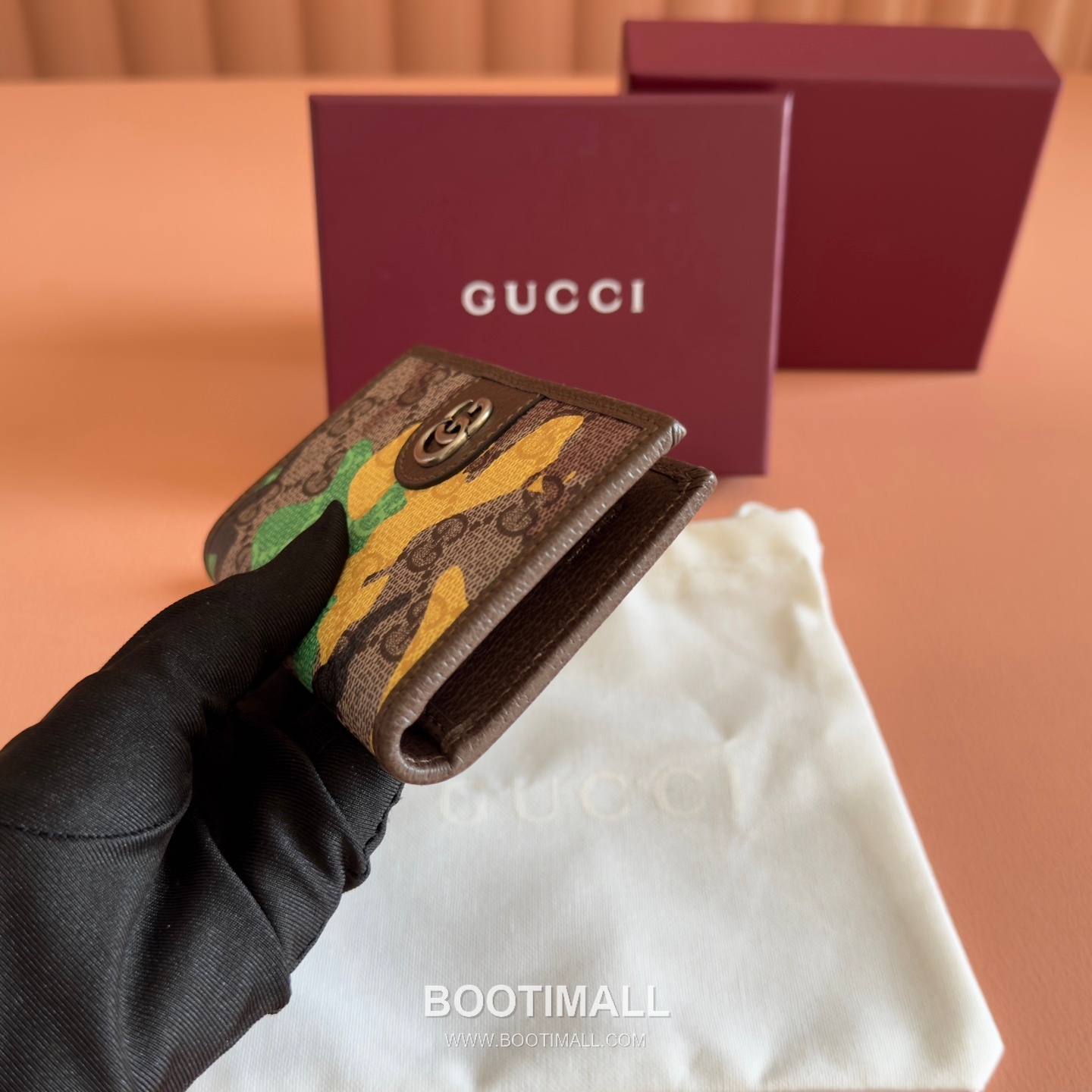 Gucci GG Marble Camouflage Long Card Holder Coated Canvas Leather Trim 834691 구찌 GG 마블 카모플라주 장지갑 카드홀더 코팅 캔버스 가죽 트리밍 12cm 3