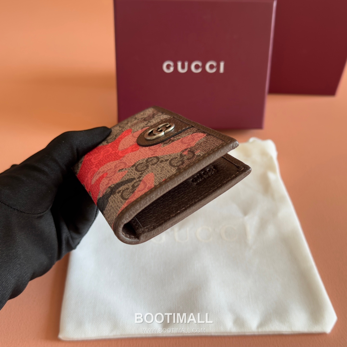 Gucci GG Marble Camouflage Long Card Holder Coated Canvas Leather Trim 834691 구찌 GG 마블 카모플라주 장지갑 카드홀더 코팅 캔버스 가죽 트리밍 12cm 3