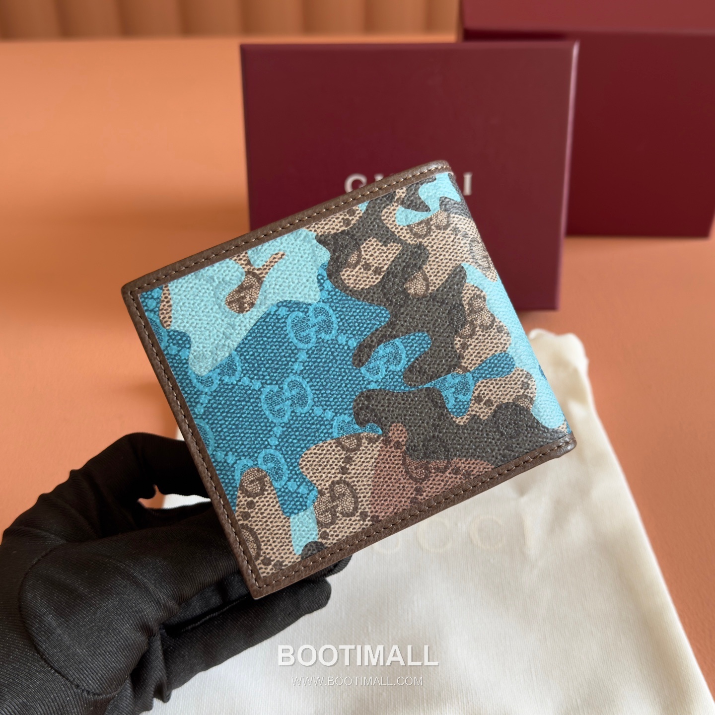 Gucci GG Marble Camouflage Bi-Fold Wallet Coated Canvas Leather Trim 834271 구찌 GG 마블 카모플라주 반지갑 코팅 캔버스 가죽 트리밍 11cm 2