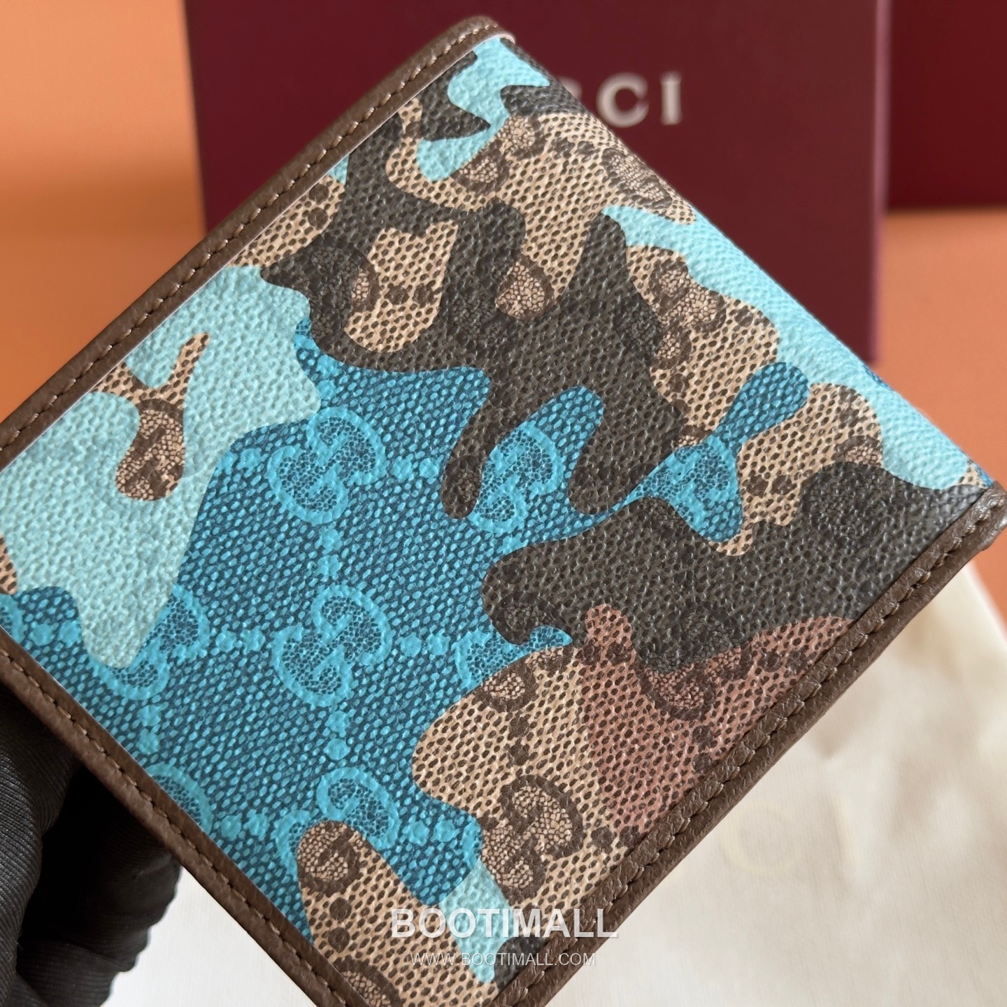 Gucci GG Marble Camouflage Bi-Fold Wallet Coated Canvas Leather Trim 834271 구찌 GG 마블 카모플라주 반지갑 코팅 캔버스 가죽 트리밍 11cm 5