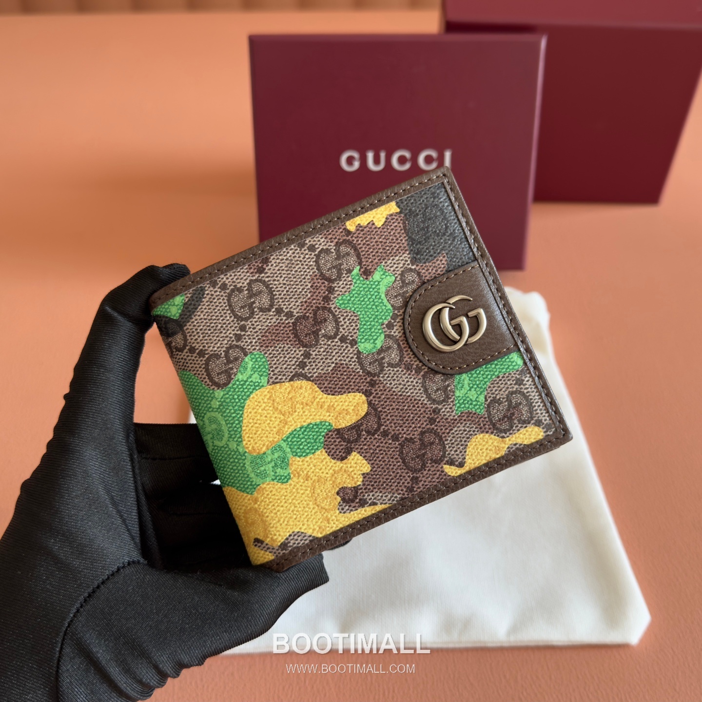 Gucci GG Marble Camouflage Bi-Fold Wallet Coated Canvas Leather Trim 834271 구찌 GG 마블 카모플라주 반지갑 코팅 캔버스 가죽 트리밍 11cm 1