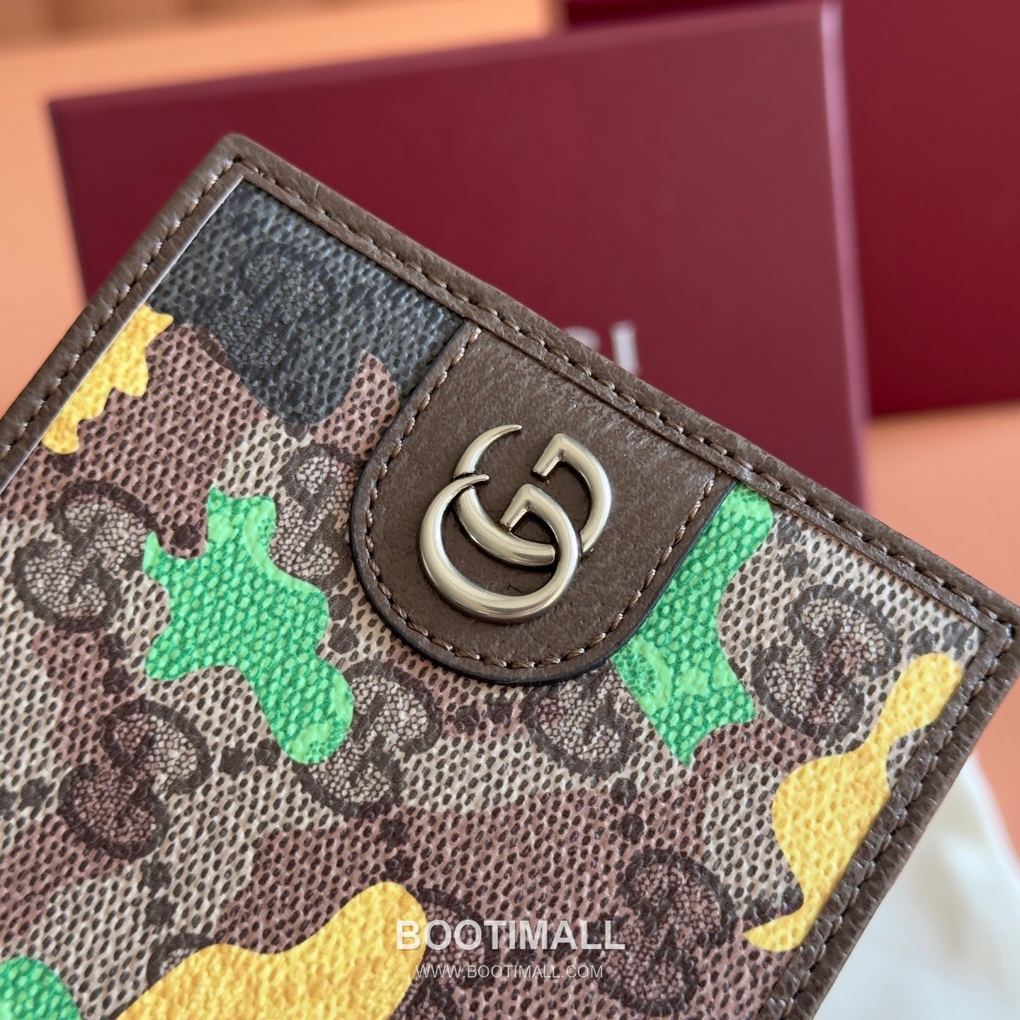 Gucci GG Marble Camouflage Bi-Fold Wallet Coated Canvas Leather Trim 834271 구찌 GG 마블 카모플라주 반지갑 코팅 캔버스 가죽 트리밍 11cm 4