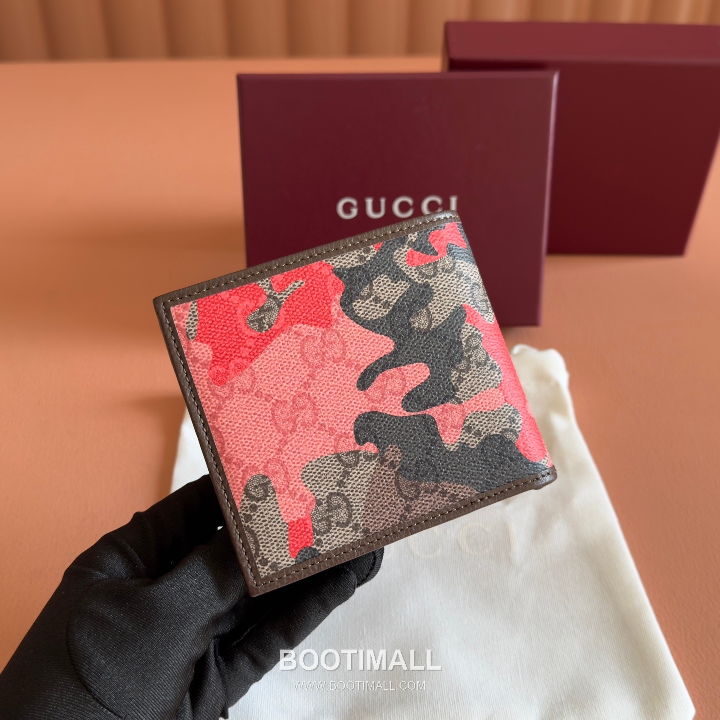 Gucci GG Marble Camouflage Bi-Fold Wallet Coated Canvas Leather Trim 834271 구찌 GG 마블 카모플라주 반지갑 코팅 캔버스 가죽 트리밍 11cm 2