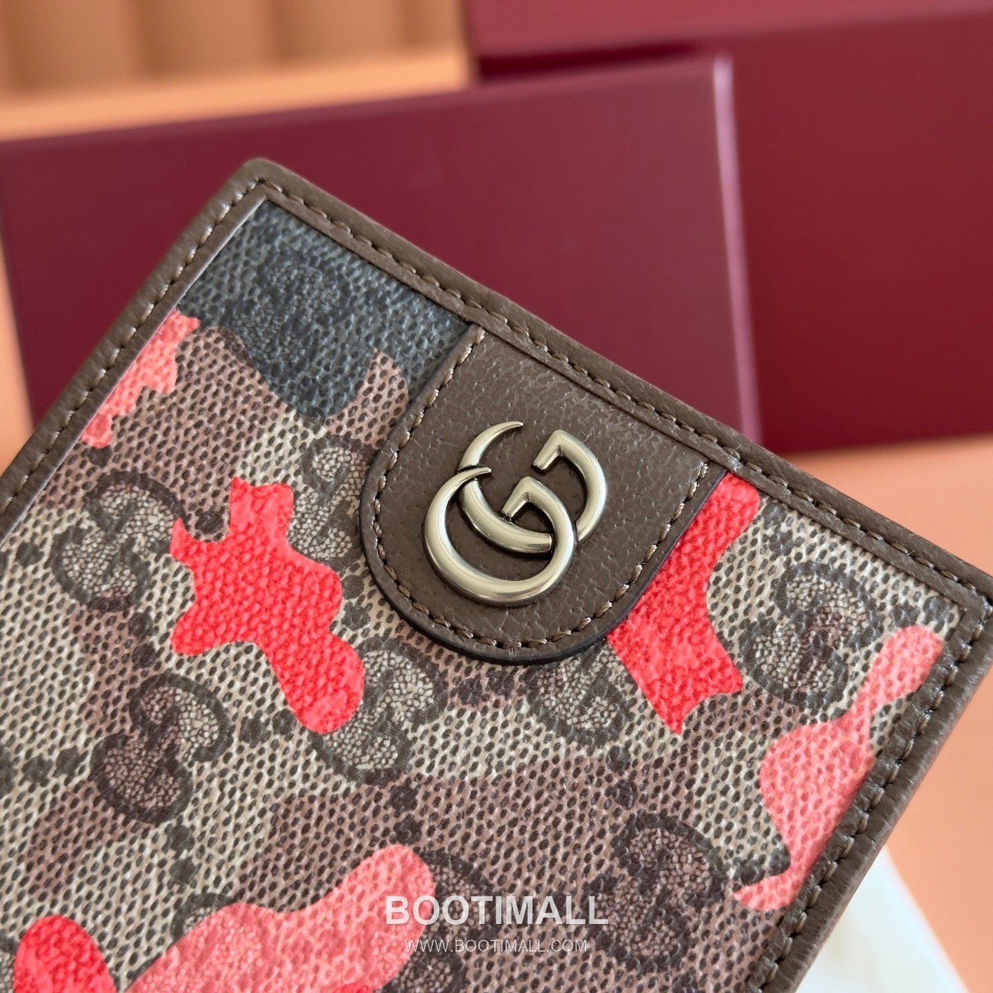 Gucci GG Marble Camouflage Bi-Fold Wallet Coated Canvas Leather Trim 834271 구찌 GG 마블 카모플라주 반지갑 코팅 캔버스 가죽 트리밍 11cm 4