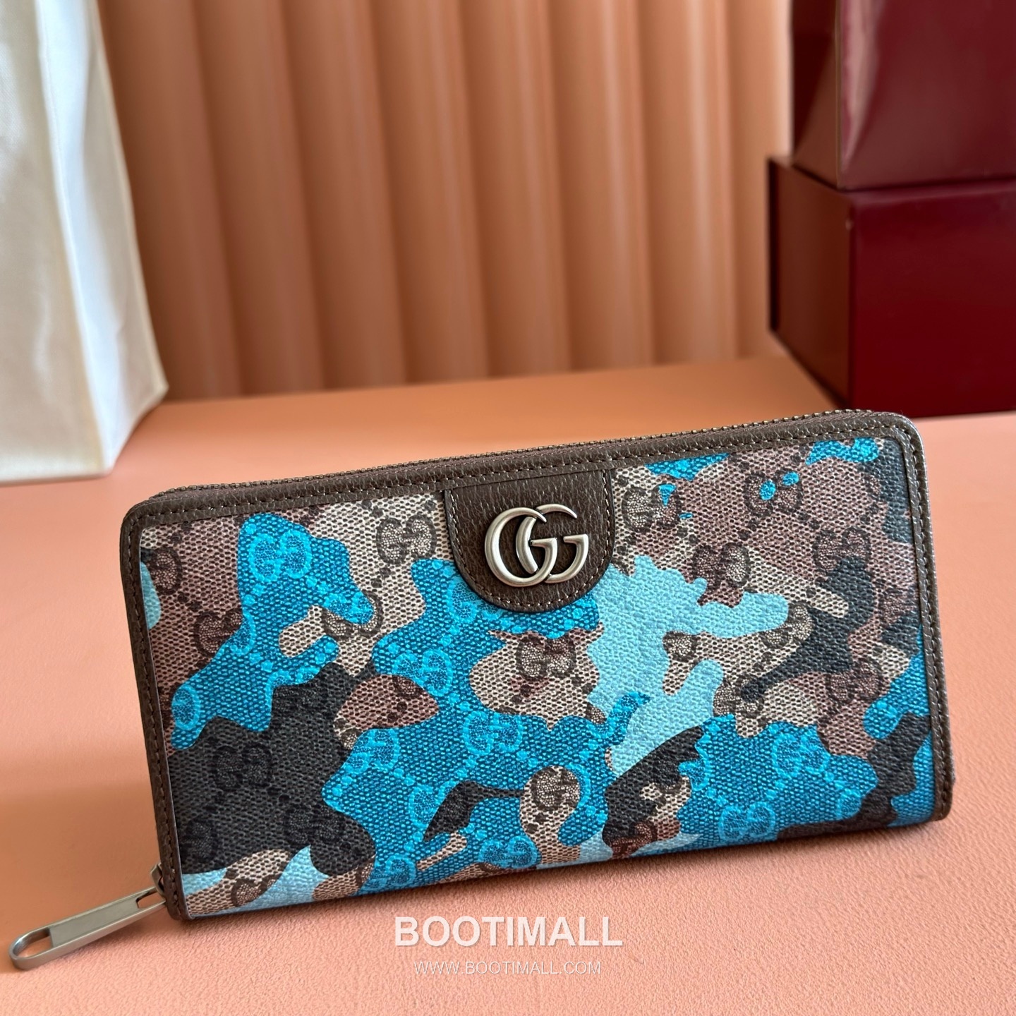 Gucci GG Marble Camouflage Zip Around Wallet Coated Canvas Leather Trim 834694 구찌 GG 마블 카모플라주 지퍼 장지갑 코팅 캔버스 가죽 트리밍 19cm 6