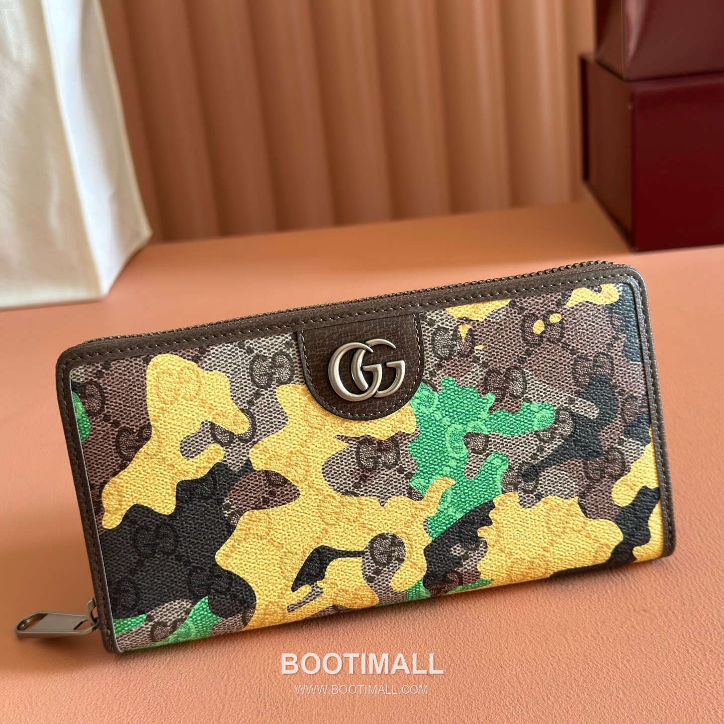 Gucci GG Marble Camouflage Zip Around Wallet Coated Canvas Leather Trim 834694 구찌 GG 마블 카모플라주 지퍼 장지갑 코팅 캔버스 가죽 트리밍 19cm 6