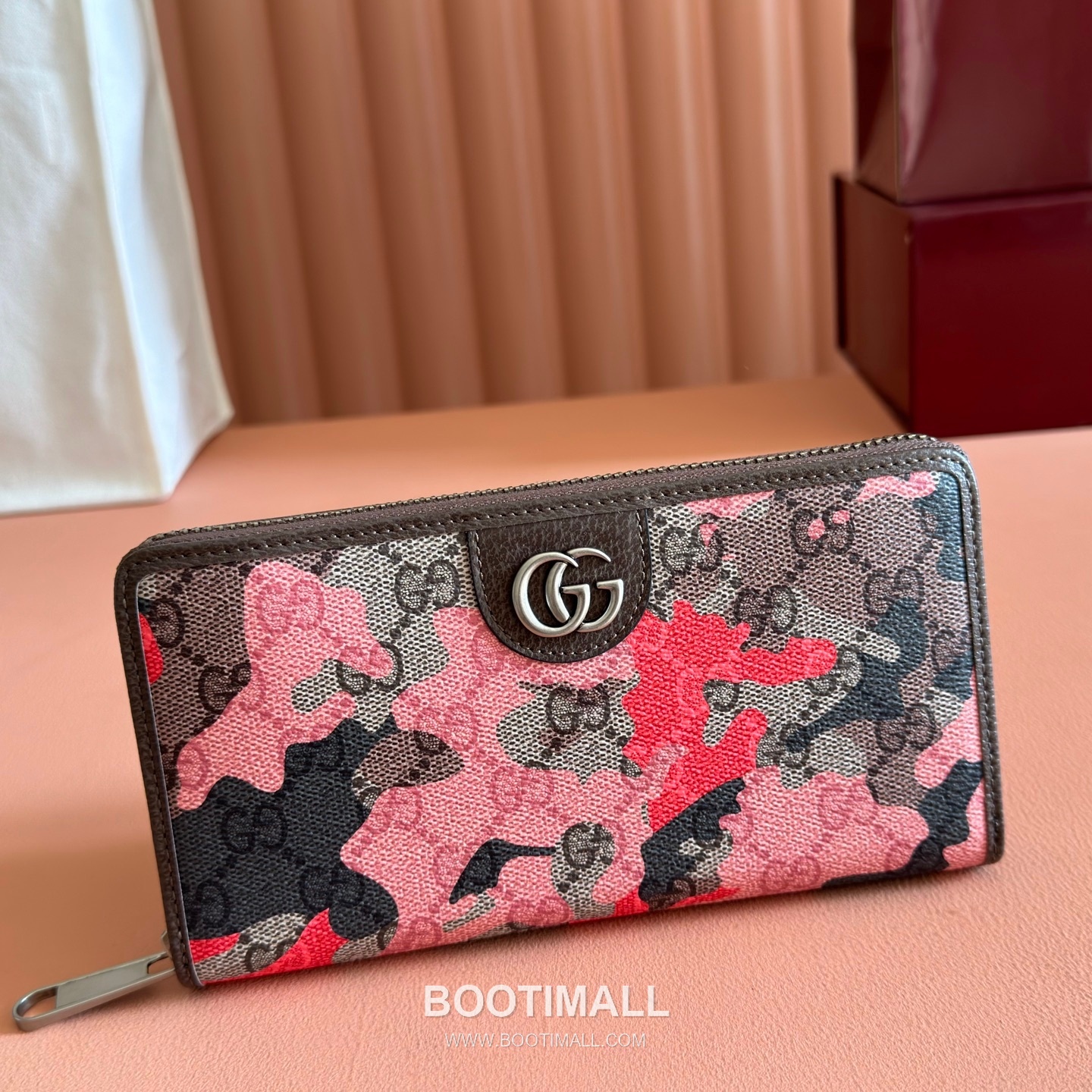 Gucci GG Marble Camouflage Zip Around Wallet Coated Canvas Leather Trim 834694 구찌 GG 마블 카모플라주 지퍼 장지갑 코팅 캔버스 가죽 트리밍 19cm 6